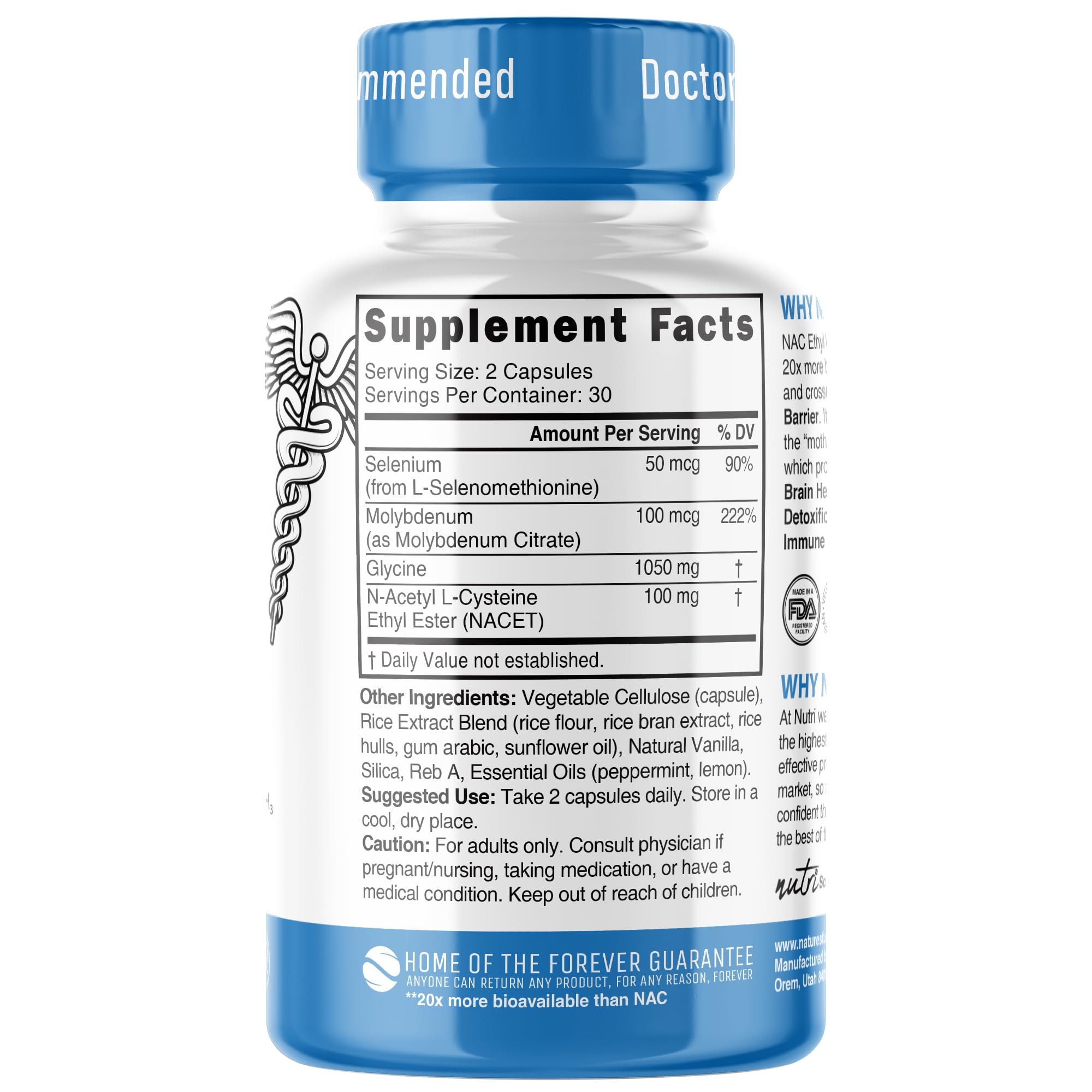 Neuro NAC Supplement N-Acetyl Cysteine Ethyl Ester - 20x More Bioavailable Than NAC 600 mg - Boost Glutathione 10x More Than Liposomal Glutathione