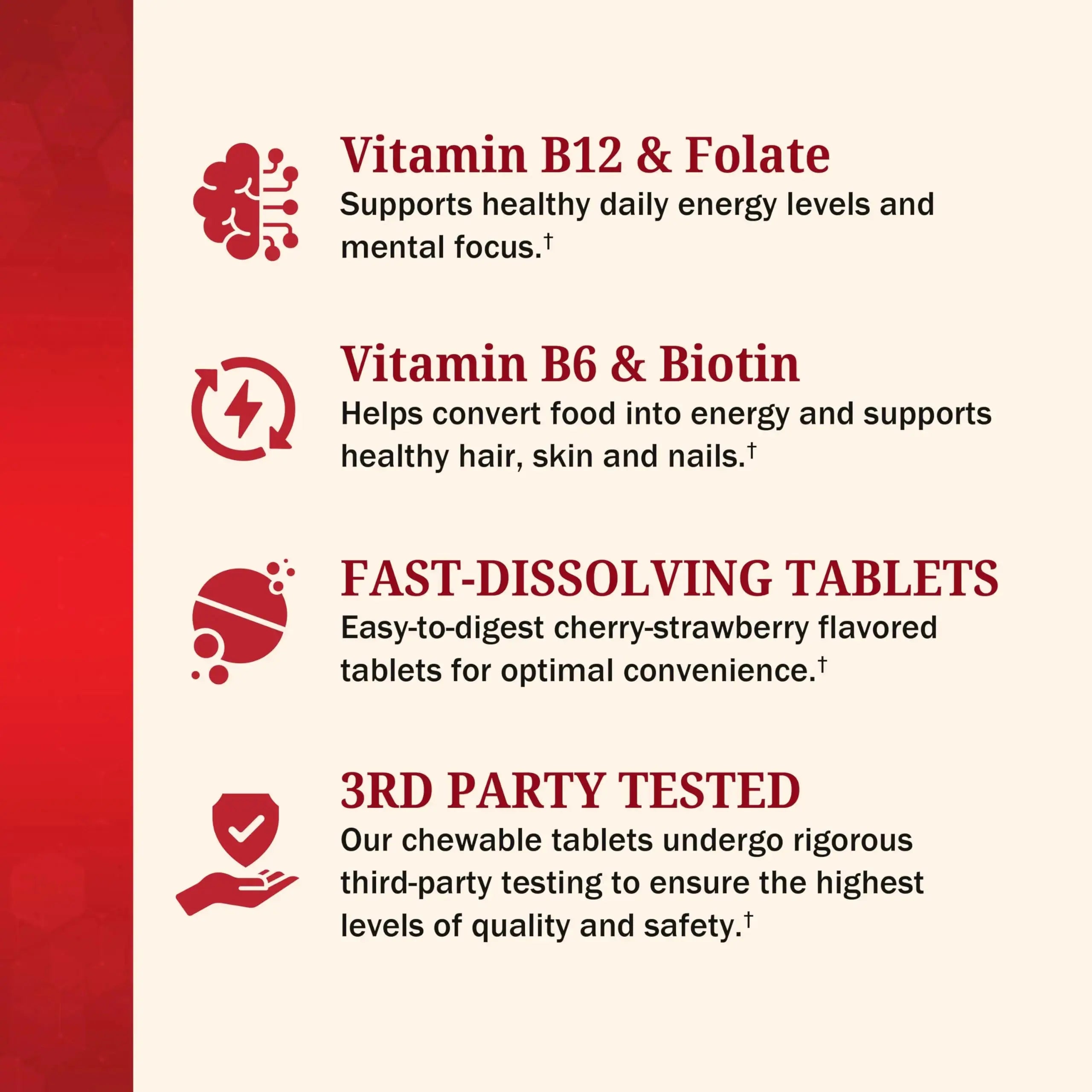BioSchwartz Bariatric B12 Plus Dissolvable Tablets - 1000mcg Vitamin B12, Vitamin B6, Folate, Biotin - Cherry Strawberry Flavor BioSchwartz Au supplements