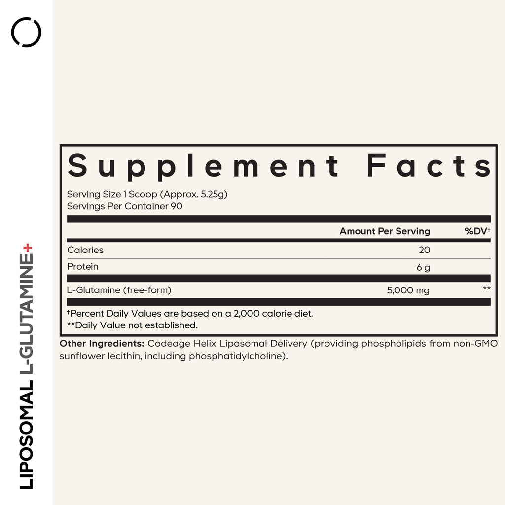 Codeage Liposomal L-Glutamine Powder - High-Potency L-Glutamine 5,000 mg per Serving - 3-Month Supply - Liposomal Delivery, Free-Form Amino Acid, Unflavored Glutamine - Non-GMO Gluten-Free - 16.67 oz Codeage Au supplements
