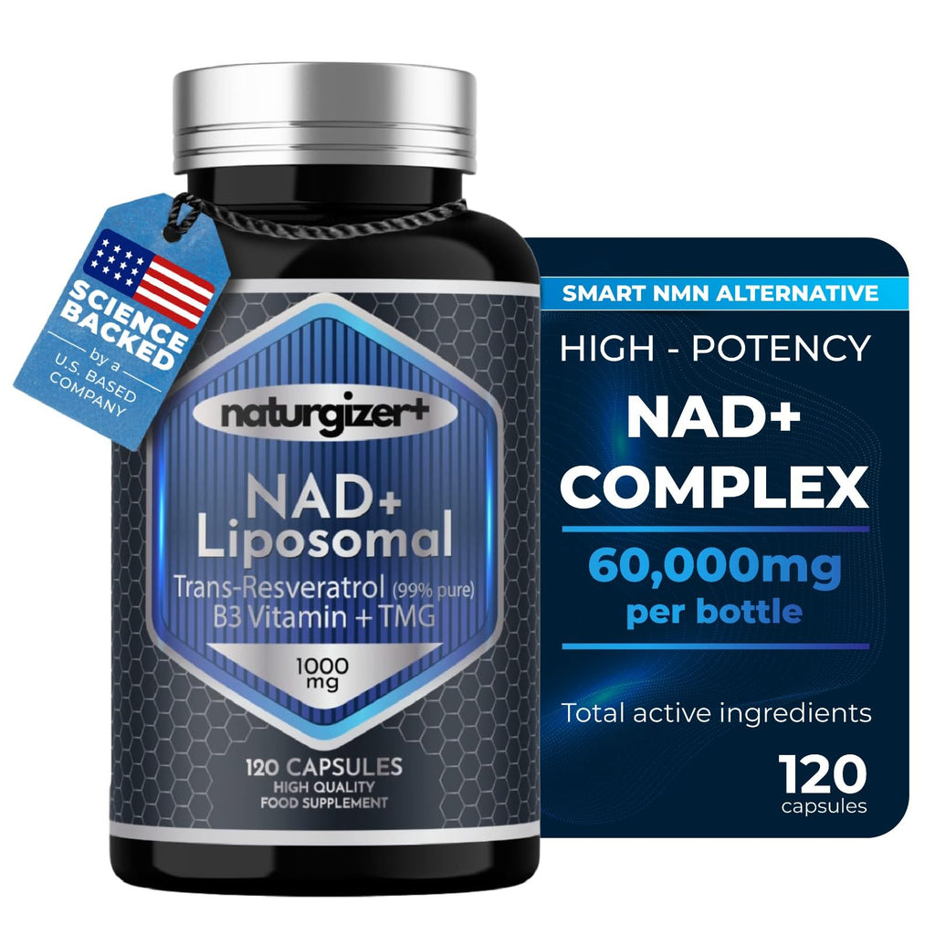naturgizer+ Liposomal NAD+ Supplement with Resveratrol, TMG & Vitamin B3 | 4-in-1 Healthy Aging & Cellular Energy Support | High Absorption NAD Plus for Men & Women Over 40 | 120 Capsules naturgizer+ Au supplements