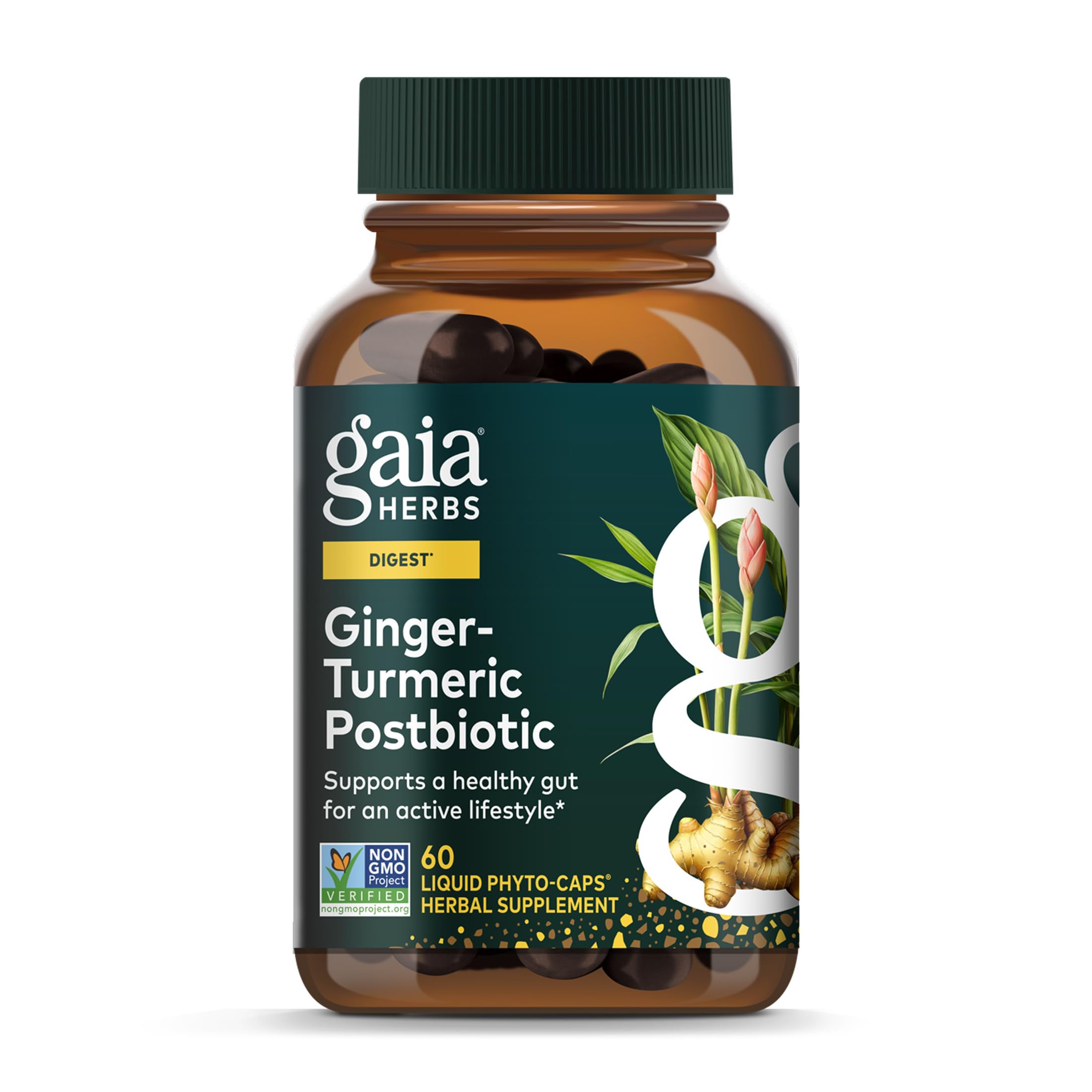 Gaia Herbs Ginger-Turmeric Postbiotic - Healthy Gut Support* - 60 Vegan Liquid Phyto-Caps (30 Servings) Gaia Herbs Au supplements