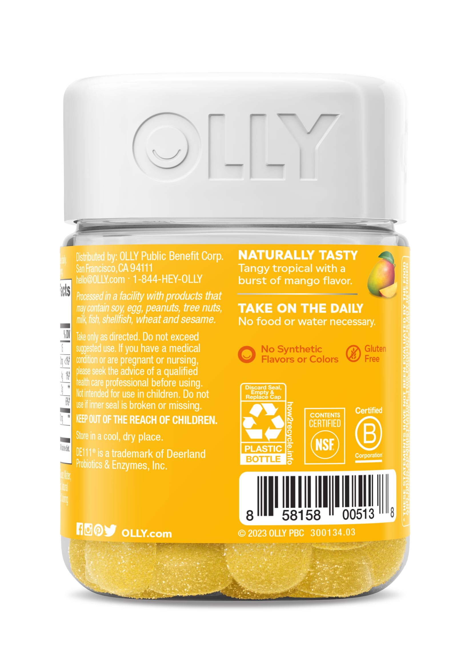 OLLY Probiotic Gummy, Immune and Digestive Support, 1 Billion CFUs, Chewable Probiotic Supplement, Mango, 25 Day Supply - 50 Count OLLY Au supplements