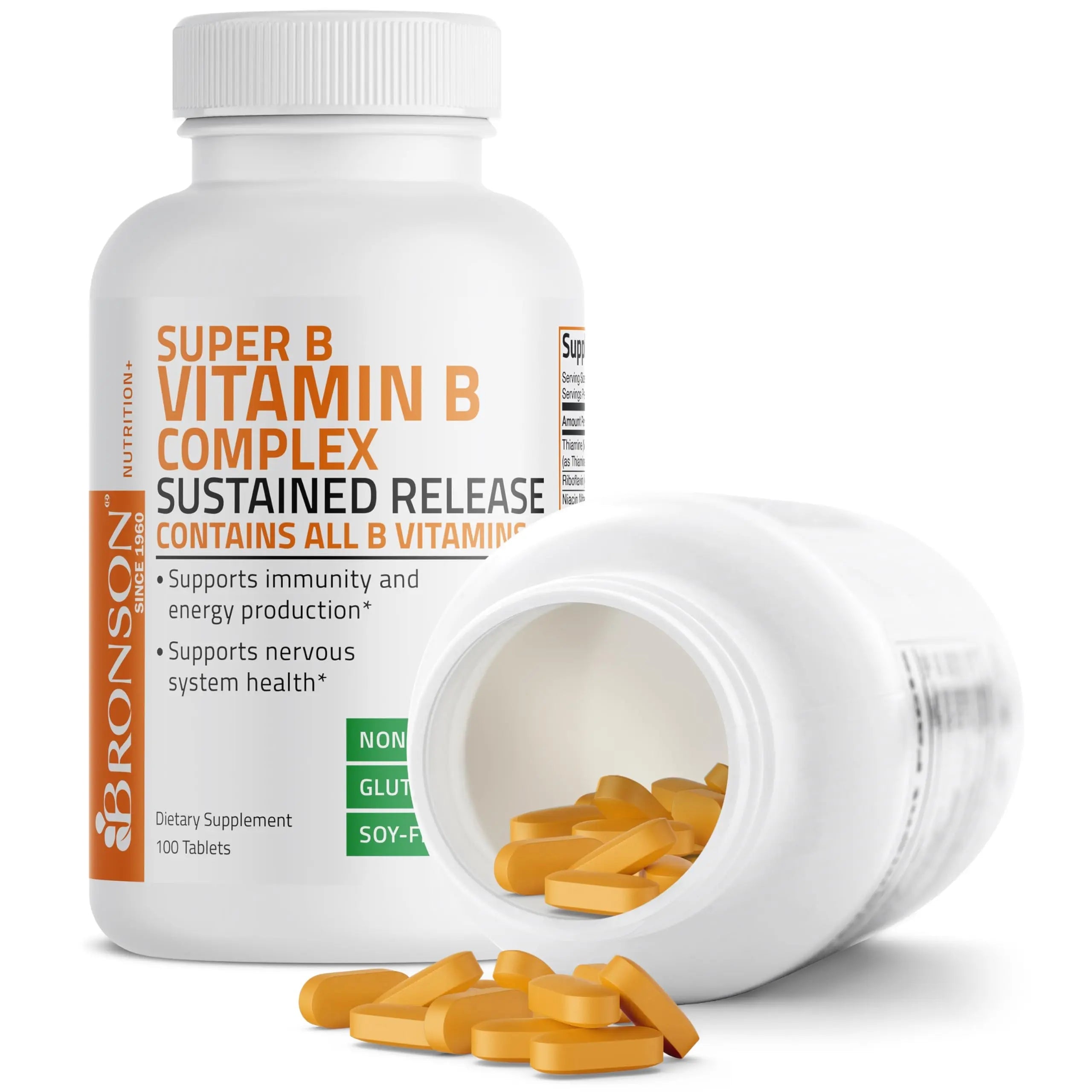 Bronson Super B Vitamin B Complex Sustained Slow Release Vitamin B1, B2, B3, B6, B9 Bronson Au supplements