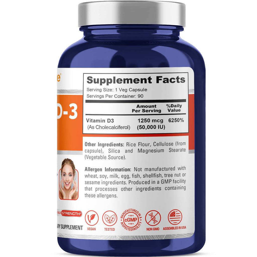 NusaPure Vitamin D3 50,000 IU 90 Veggie Capsules (Non-GMO & Vegan) NusaPure Au supplements