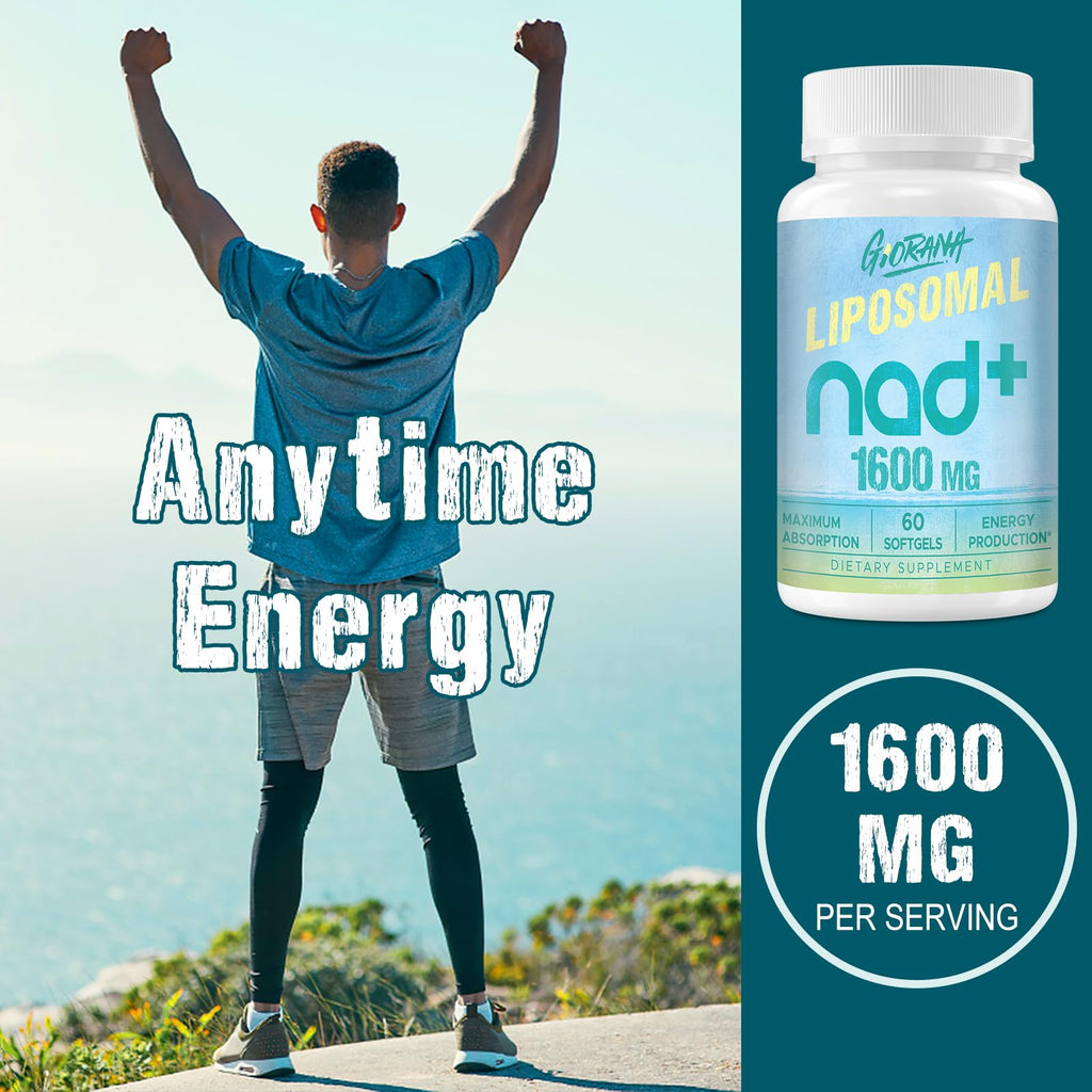 GIORANA 1600 MG Liposomal NAD+ Supplement, NAD+ Boosting Supplement, Superior Absorption, Vitamin B3 for Aging Defense, Longevity, Energy, Repair, Non-GMO, 60 Softgels GIORANA Au supplements