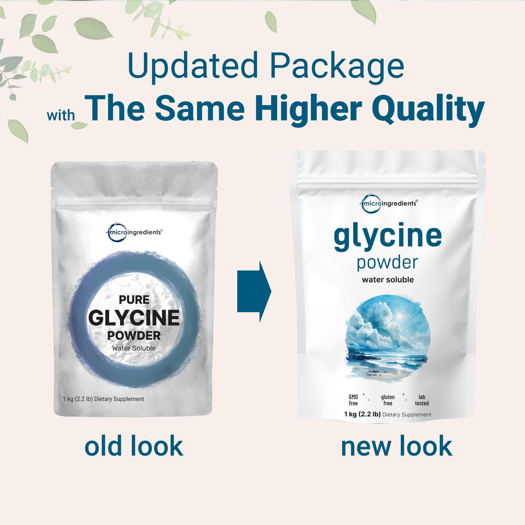 Micro Ingredients Glycine Powder, 1KG (2.2 Pounds), Glycine 1000mg Per Serving, Water Soluble and Products of USA