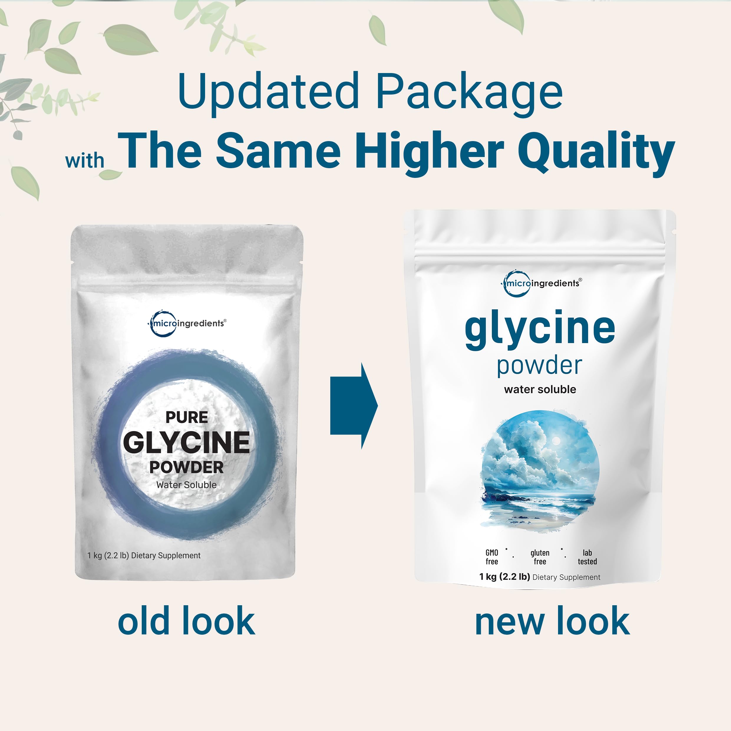 Micro Ingredients Glycine Powder, 1KG (2.2 Pounds), Glycine 1000mg Per Serving, Water Soluble and Products of USA