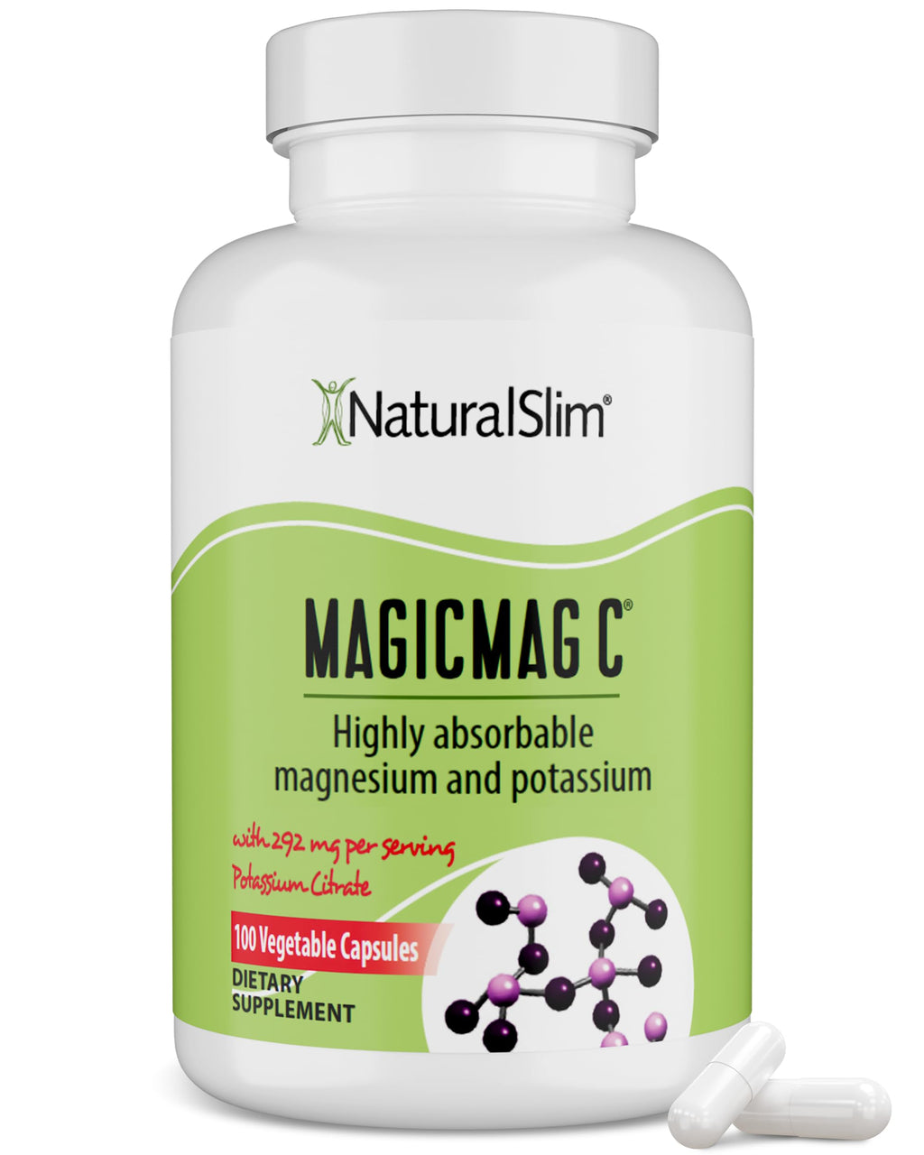 MagicMag C by NaturalSlim, Magnesium Citrate Capsules for Muscle Relaxation, Sleep Quality, Nerve Function & Electrolyte Support, Daily Magnesium Supplement