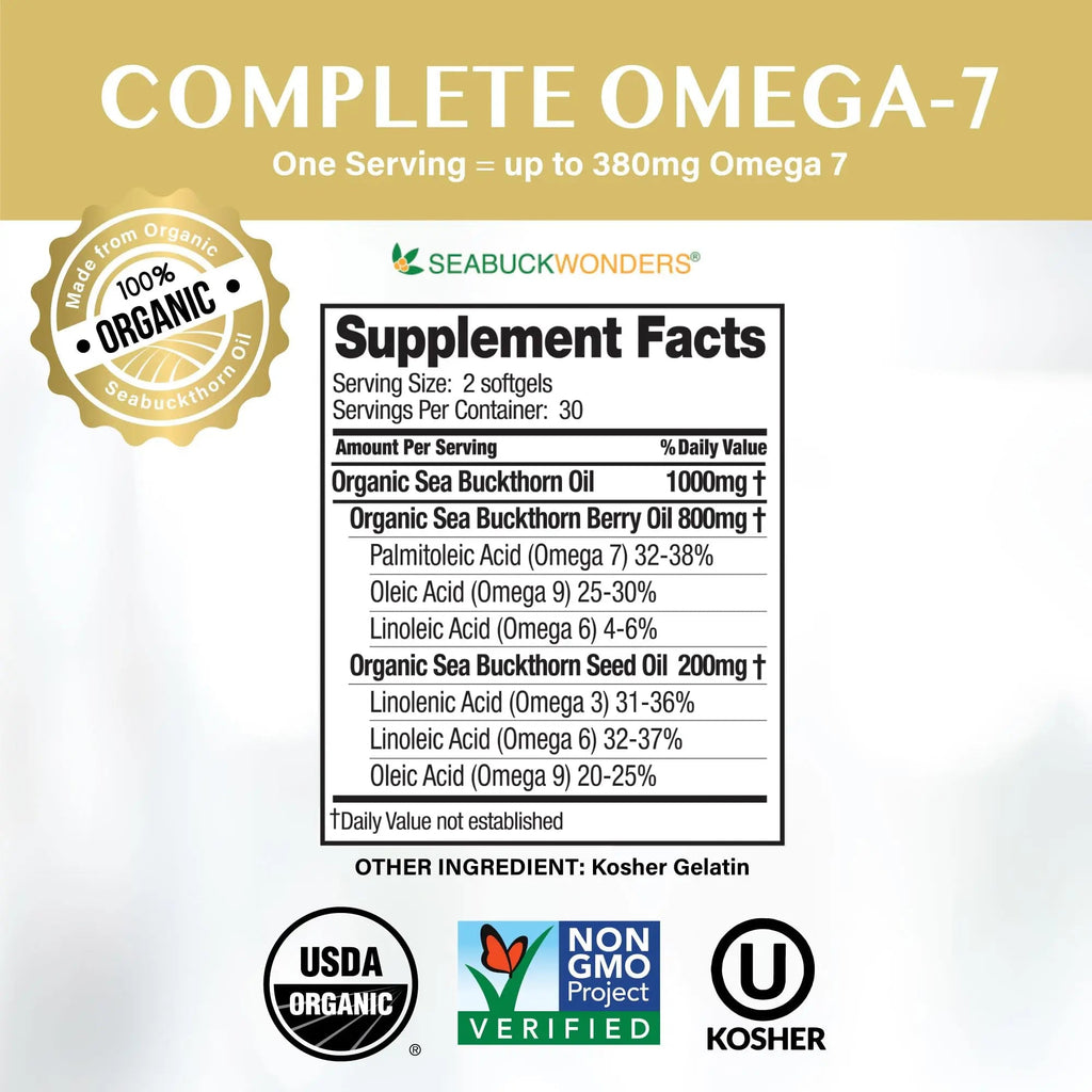 SeabuckWonders Sea Buckthorn Oil Blend, Omega-7 Complete, Max Potency, 120 Count SEABUCKWONDERS Au supplements