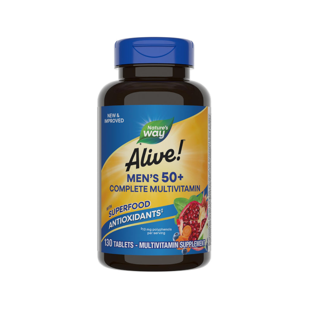 Nature’s Way Alive! Men’s 50+ Multivitamin Complete Tablets, Daily Multivitamin for Men Over 50, Supports Cellular Energy Metabolism