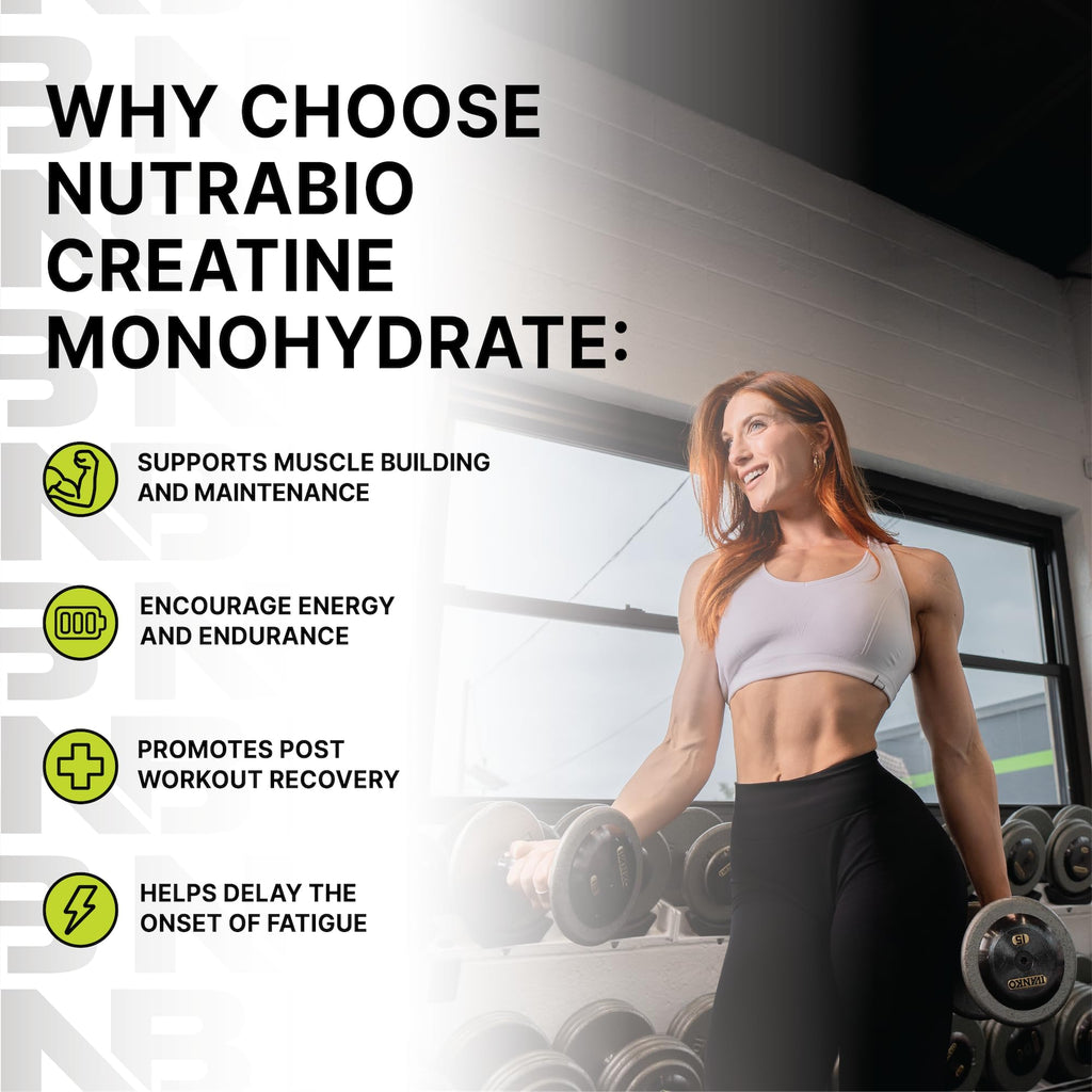 NutraBio Pure Micronized Creatine Monohydrate Powder Supplement, Unflavored, (300 g) - Supports Bulk Muscle Energy, Recovery, and Strength - HPLC Tested Creatine