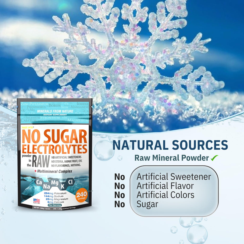 FAST LYTE No Sugar Electrolytes Powder in the Raw | Mix in Coffee, Soup, Juice, Water, Smoothies, Broth, Anything | No Sweeteners or Flavorings | Keto & Sugar Free | Non-GMO & Vegan