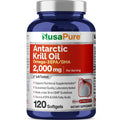 NusaPure Antarctic Krill Oil 2000 mg 120 Softgels, Omega-3 EPA 360mg, DHA 240mg, Soyfree Astaxanthin Supplement Sourced from Krill 800ppm NusaPure Au supplements