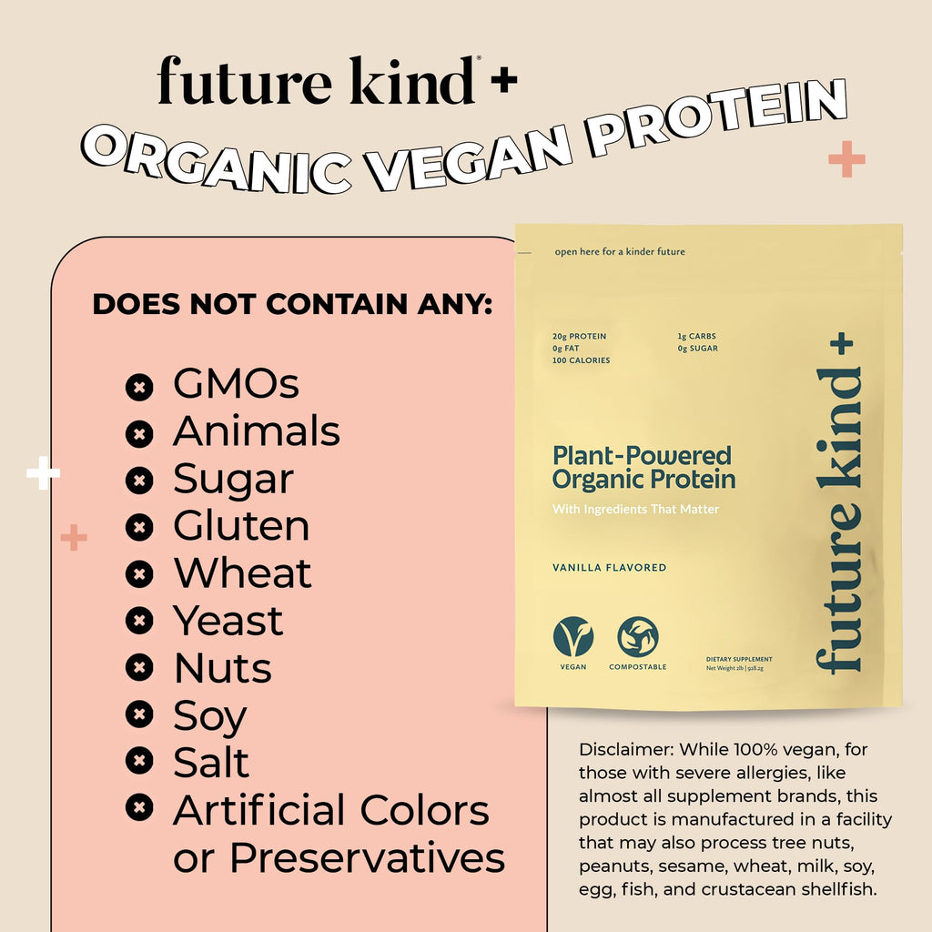 Future Kind Vegan Protein Powder, Vanilla, Pea Plant Protein for Lean Muscle with Iron & Fiber, Whey-Free, Sugar-Free, Soy-Free, Non-Dairy (34 Servings) Future Kind Au supplements