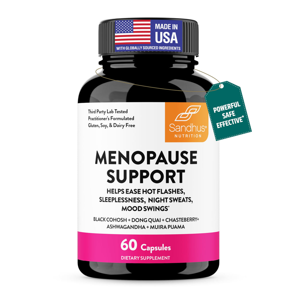 Complete Menopause Support Supplement For Women | With Ashwagandha, Black Cohosh, Dong Quai & Muira Puama | Helps Easing Hot Flashes, Night Sweats, Mood Swings, Hormone Balance & Harmony | 60 Capsules Sandhu's Au supplements