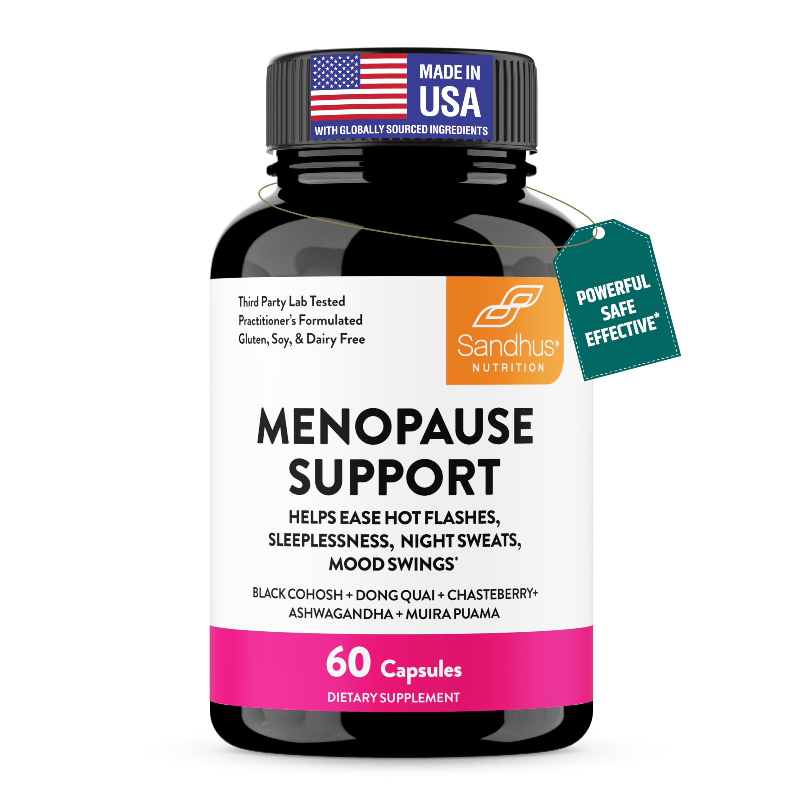 Complete Menopause Support Supplement For Women | With Ashwagandha, Black Cohosh, Dong Quai & Muira Puama | Helps Easing Hot Flashes, Night Sweats, Mood Swings, Hormone Balance & Harmony | 60 Capsules Sandhu's Au supplements