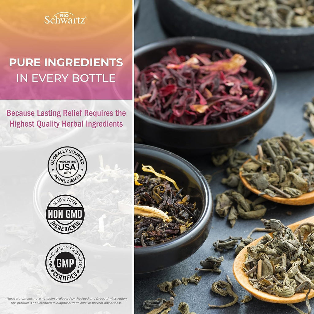 Herbal Menopause Support for Women - Supports Healthy Mood and Balance with Milk Thistle Chasteberry Black Cohosh Red Clover Turmeric Ginger - Menopause Supplements for Women - 60 Veggie Capsules BioSchwartz Au supplements