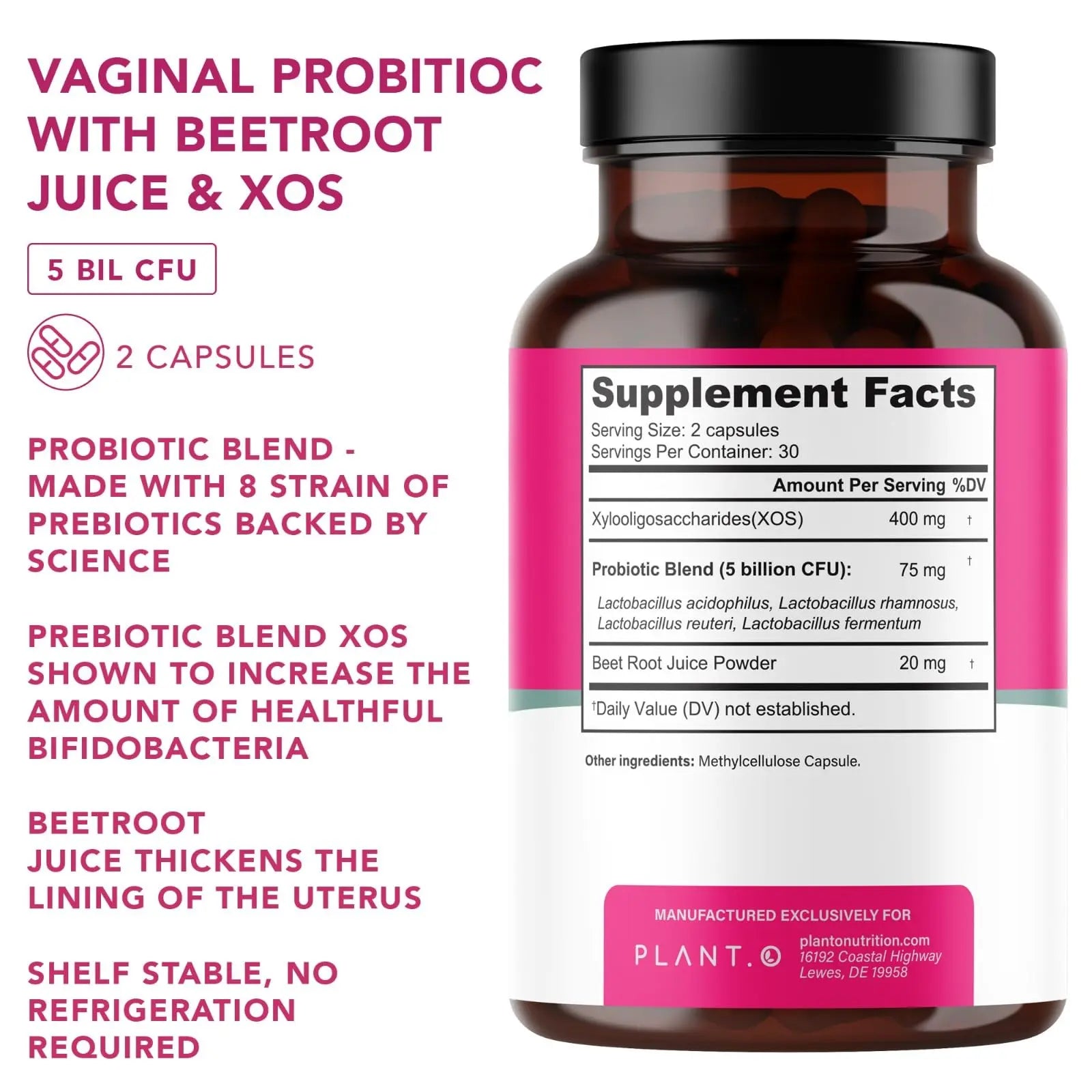 PLANT.O NUTRITION Vaginal Probiotics for Women with 4 Lactobacillus Strains Probiotic & Prebiotic Blend PLANT.O NUTRITION Au supplements