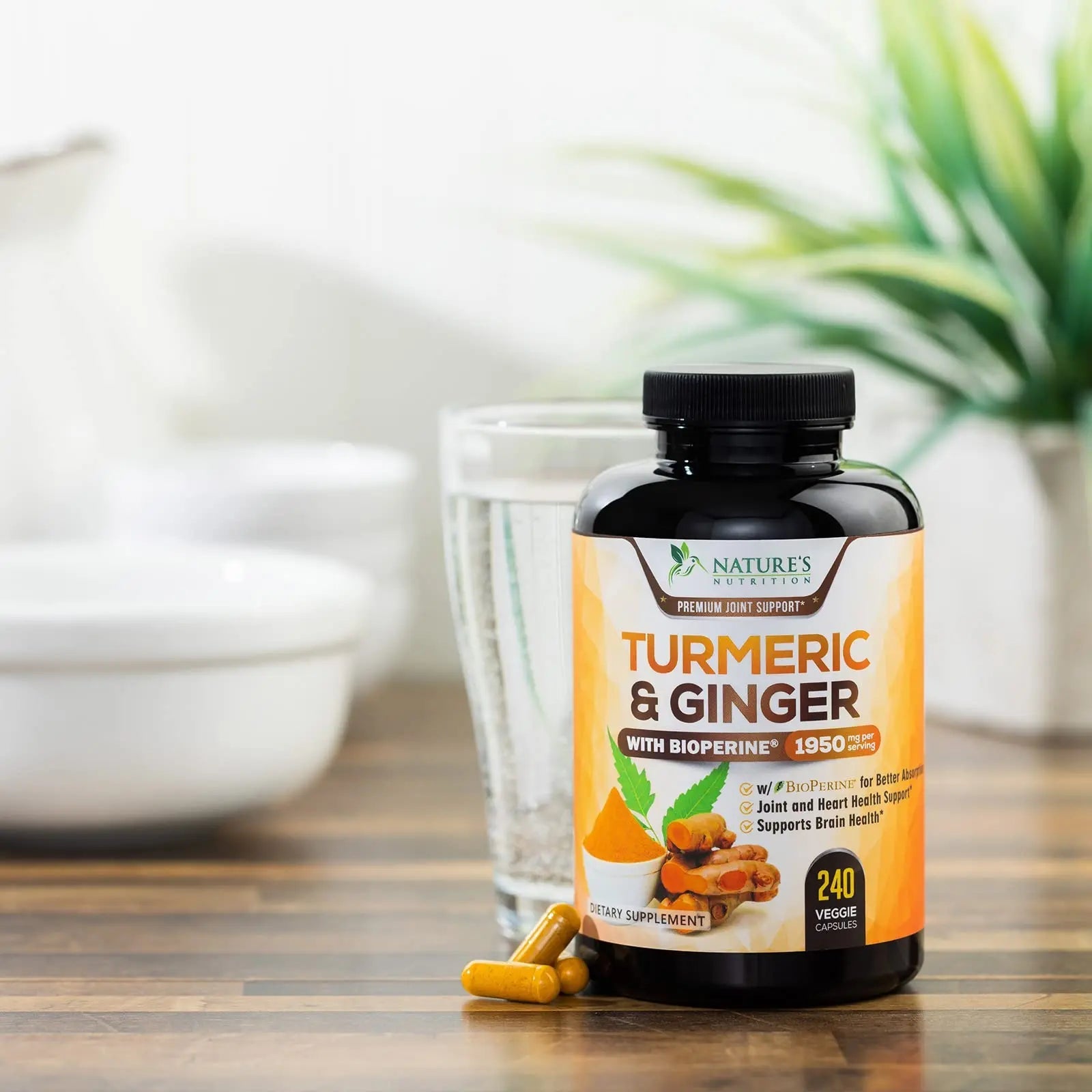 Turmeric Curcumin with BioPerine & Ginger 95% Standardized Curcuminoids 1950mg Nature's Nutrition Au supplements