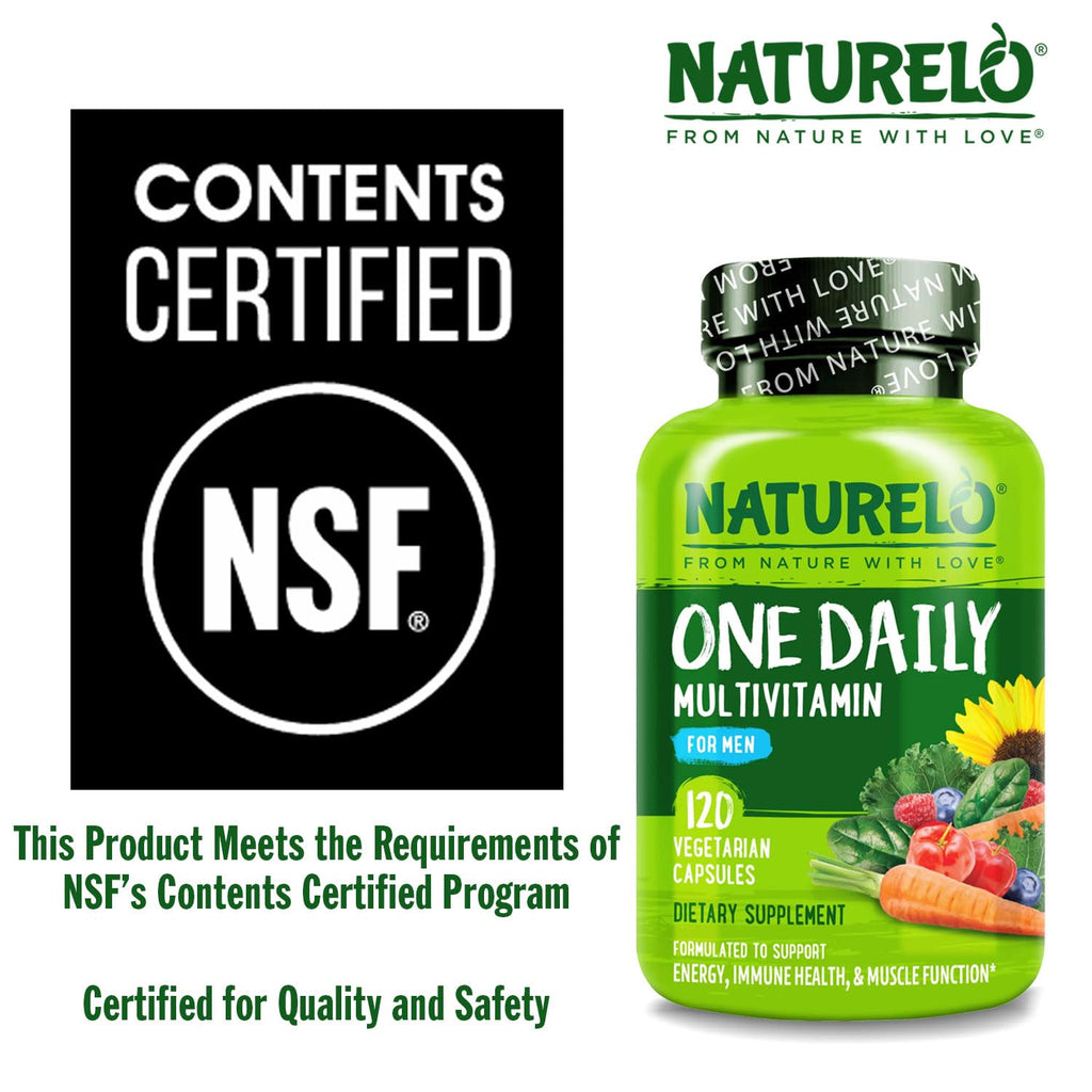 NATURELO Mens Multivitamins - One Daily Multivitamin for Men with Vitamins, Minerals & Organic Whole Foods, Boost Energy & Health