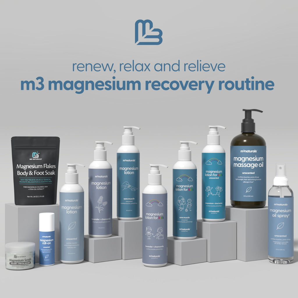 Magnesium Roll On for Adults & Kids, Easy Application for Sore Muscles, Feet, Joints and Leg Cramps, Helps with Sleeping and Post-Workout Recovery, for Sensitive Skin, 3 fl oz, by M3 M3 Naturals Au supplements