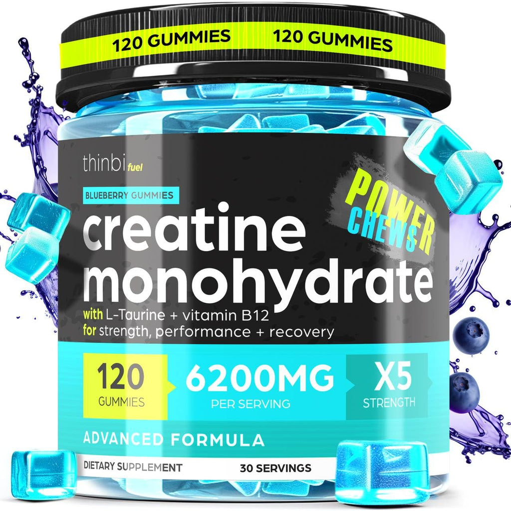 Creatine Monohydrate Gummies Complex 6200mg for Men & Women - 120 Gummies Advanced Formula W/L-Taurine + Vitamin B12 for Muscle Strength, Muscle Builder, Energy Boost