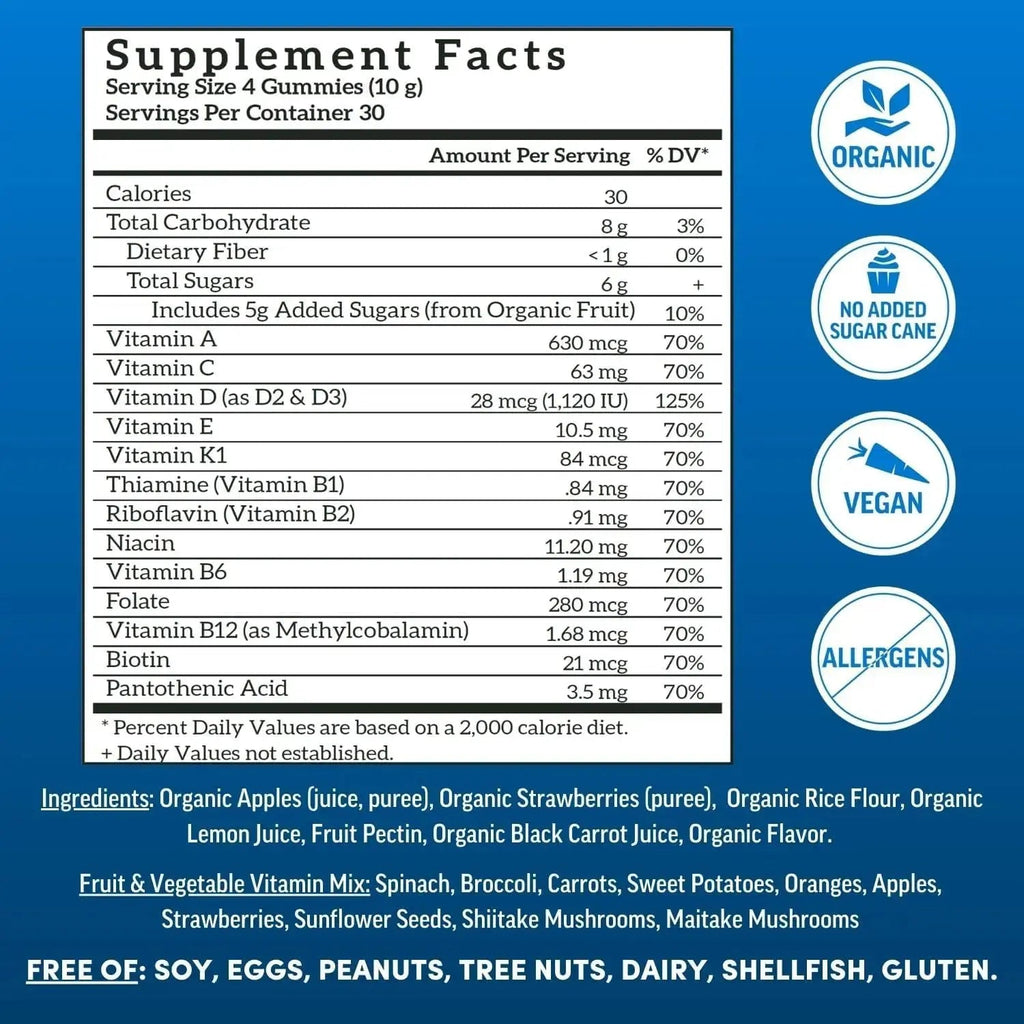 Llama Naturals Multivitamin for Men, Vegan, Organic Gummies with Vitamin D, C and K, Men's Real Fruit Gummy Vitamins Llama Naturals Au supplements
