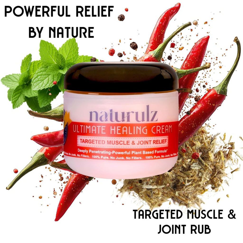 Naturulz Ultimate Healing Cream 4 ounce All-Natural Extra Strength Muscle Rub & Joint Topical for Back, Neck & Shoulder Discomfort with Arnica, Calendula & Capsaicin. 'NO JUNK' Extra Strength Formula. Naturulz Au supplements