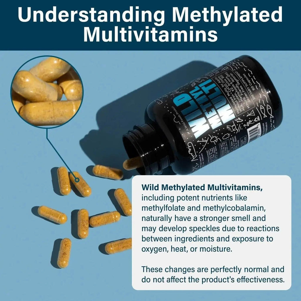 Wild Methylated Multivitamin for Women & Men | Daily Multi Vitamin | MTHFR Supplement Without Iron | Methylated B12, Folate, Vitamin C, A, K2, D, E Wild Foods Au supplements