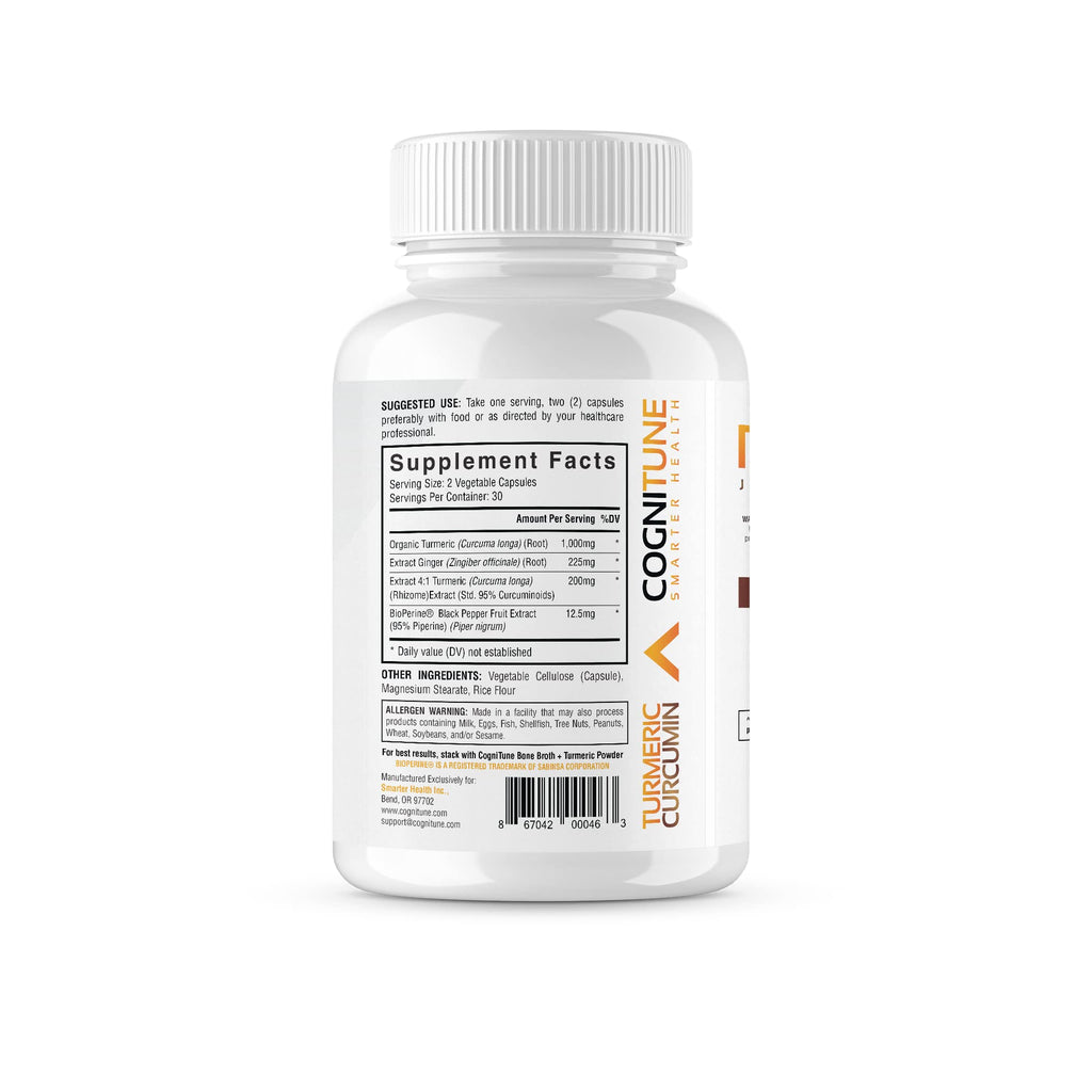 Organic Turmeric & Ginger Capsules - Turmeric Curcumin with Ginger & BioPerine, 95% Curcuminoids - Joint, Digestion, Immunity Support, Black Pepper Extract for Increased Absorption CogniTune Au supplements