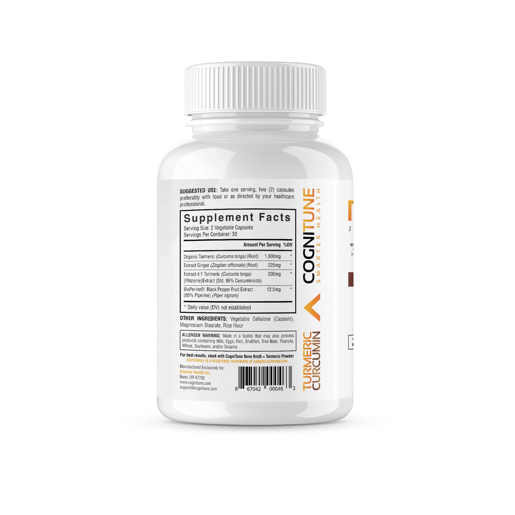 Organic Turmeric & Ginger Capsules - Turmeric Curcumin with Ginger & BioPerine, 95% Curcuminoids - Joint, Digestion, Immunity Support, Black Pepper Extract for Increased Absorption CogniTune Au supplements