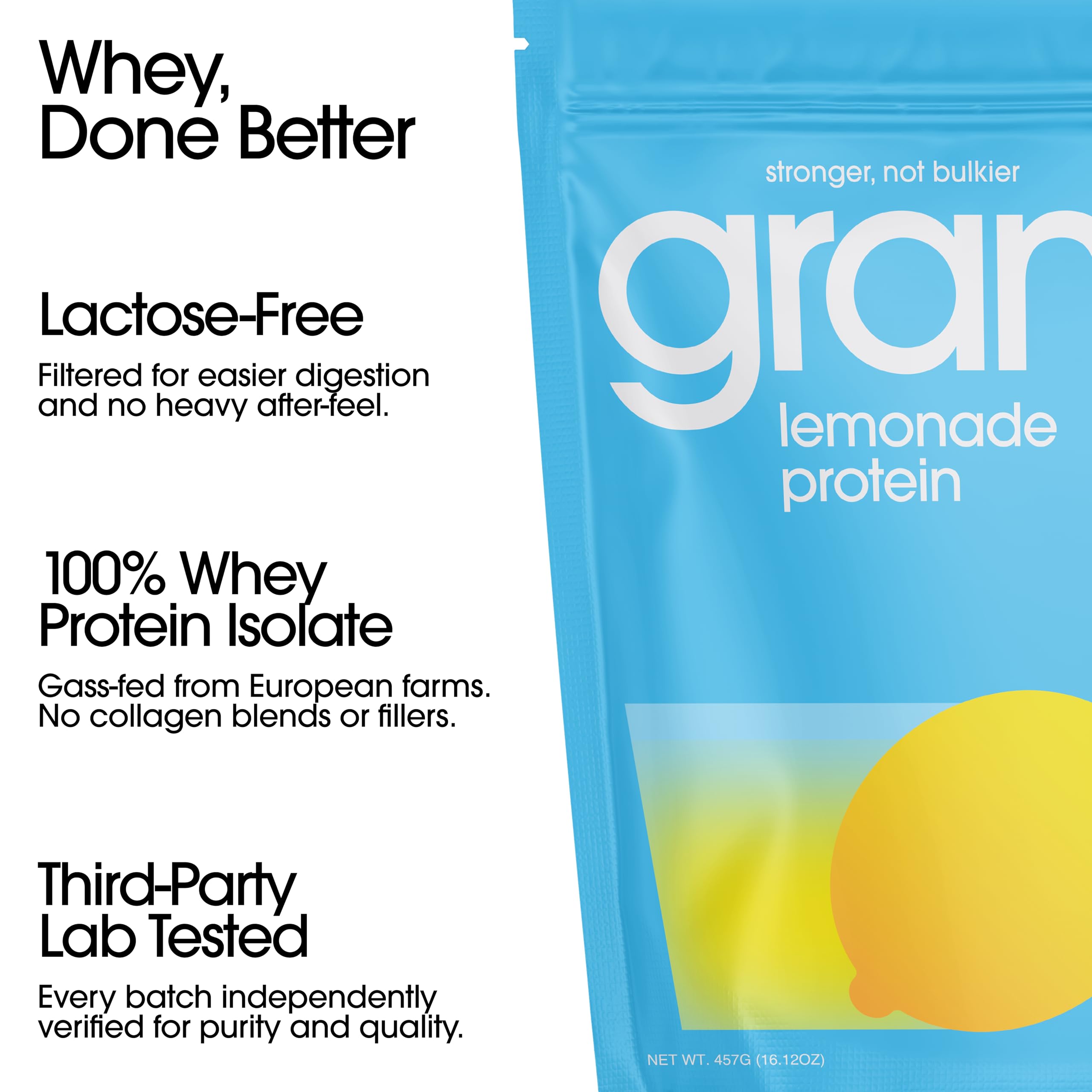 GRAMMS Clear Protein Powder 20G Protein for Women & Men | Lactose Free, Grass-Fed Whey Isolate, Gluten Free, Zero Sugar, Gut Friendly, Non-Bloating