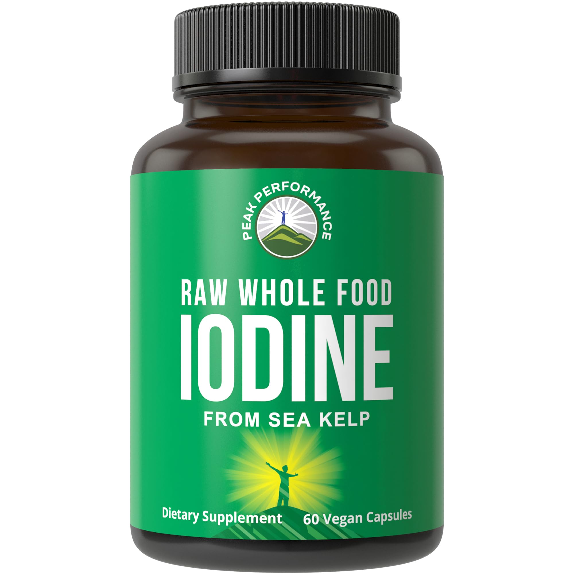 Raw Whole Food Iodine Supplement from Organic Kelp (Ascophyllum Nodosum) by Peak Performance. Potassium Iodide Support Tablets. for Metabolism, Energy, and Immune. 60 Vegan Capsules, Pills. Peak Performance Au supplements