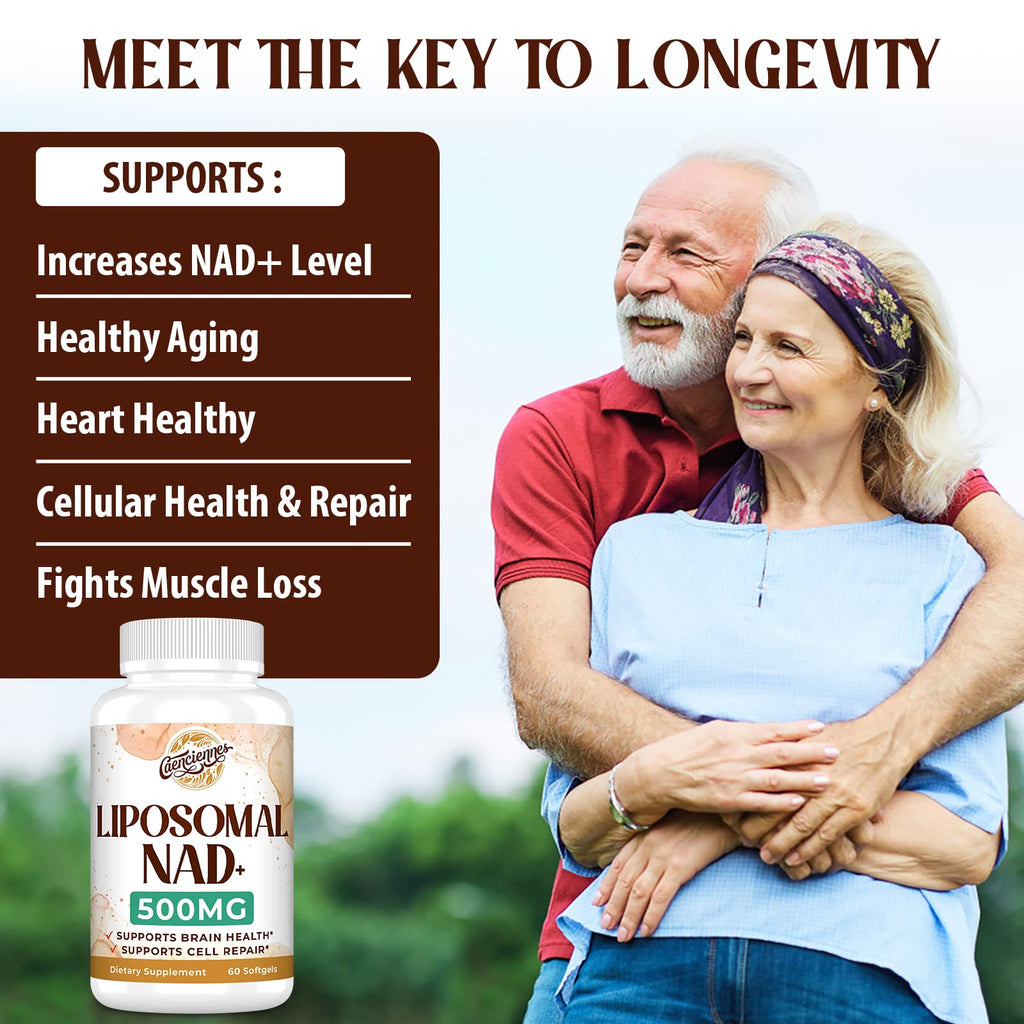 Liposomal NAD+ 500 MG Supplement, True NAD Plus Supplement, Superior Absorption, Boost NAD+ More Efficient Than Nicotinamide Riboside for Cellular Energy, Healthy Aging, 120 Serving Caenciennes Au supplements