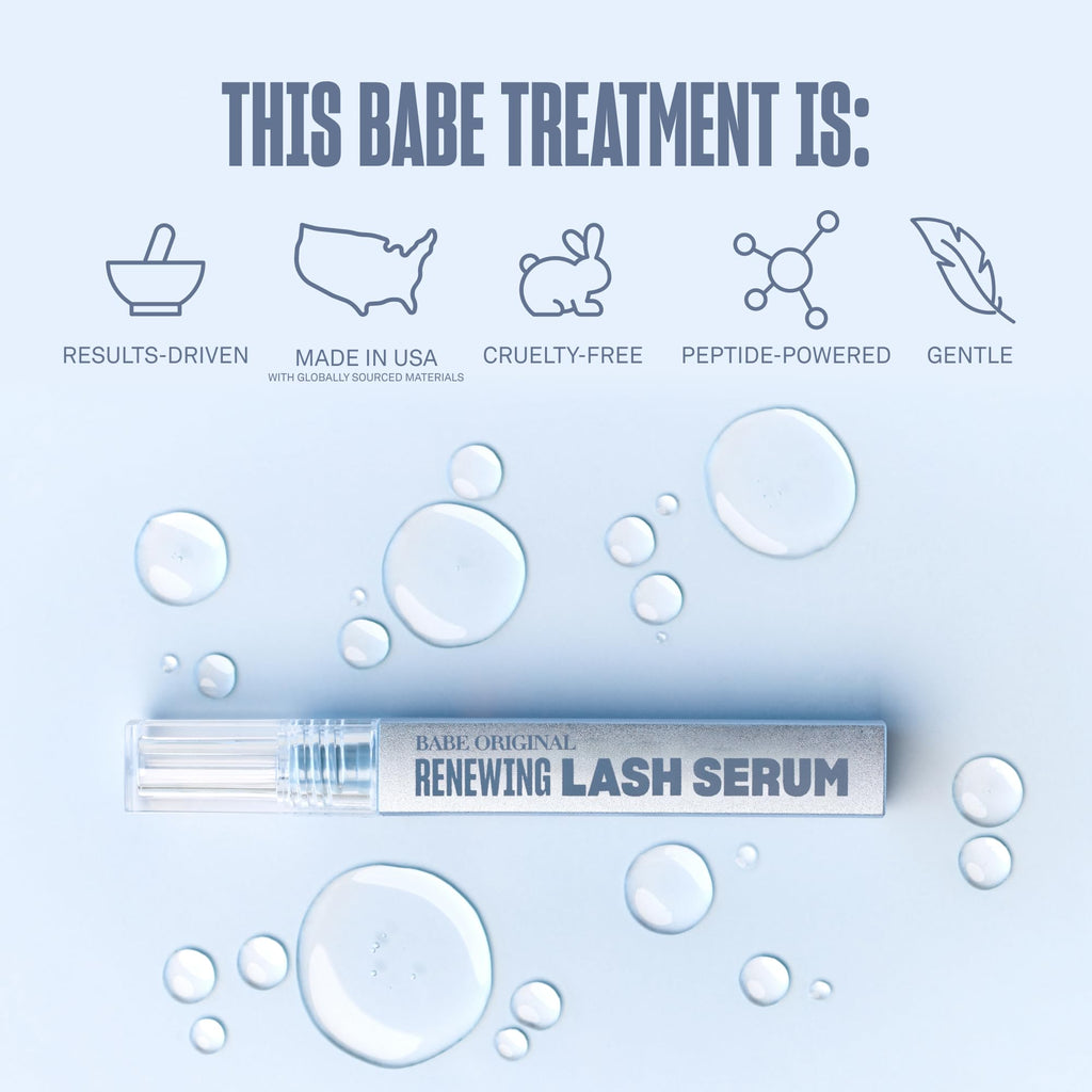BABE ORIGINAL Renewing Lash Serum – Prostaglandin-Free, Peptide-Infused Gentle Lash Serum for Fuller, Longer-Looking Lashes, Lash Enhancing Treatment