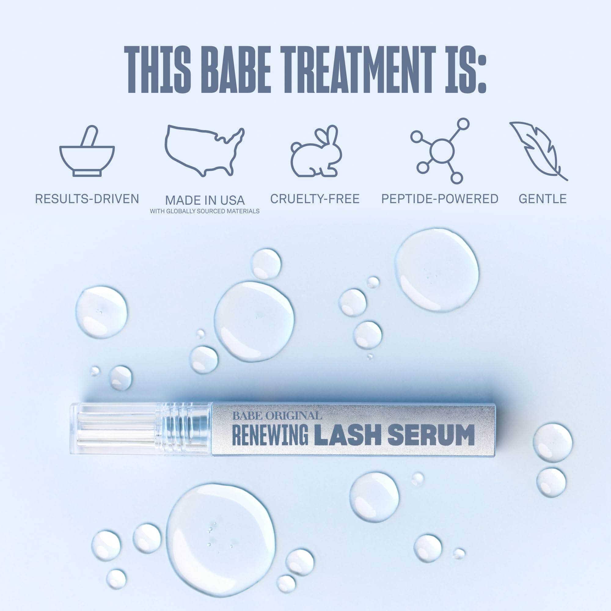 BABE ORIGINAL Renewing Lash Serum – Prostaglandin-Free, Peptide-Infused Gentle Lash Serum for Fuller, Longer-Looking Lashes, Lash Enhancing Treatment
