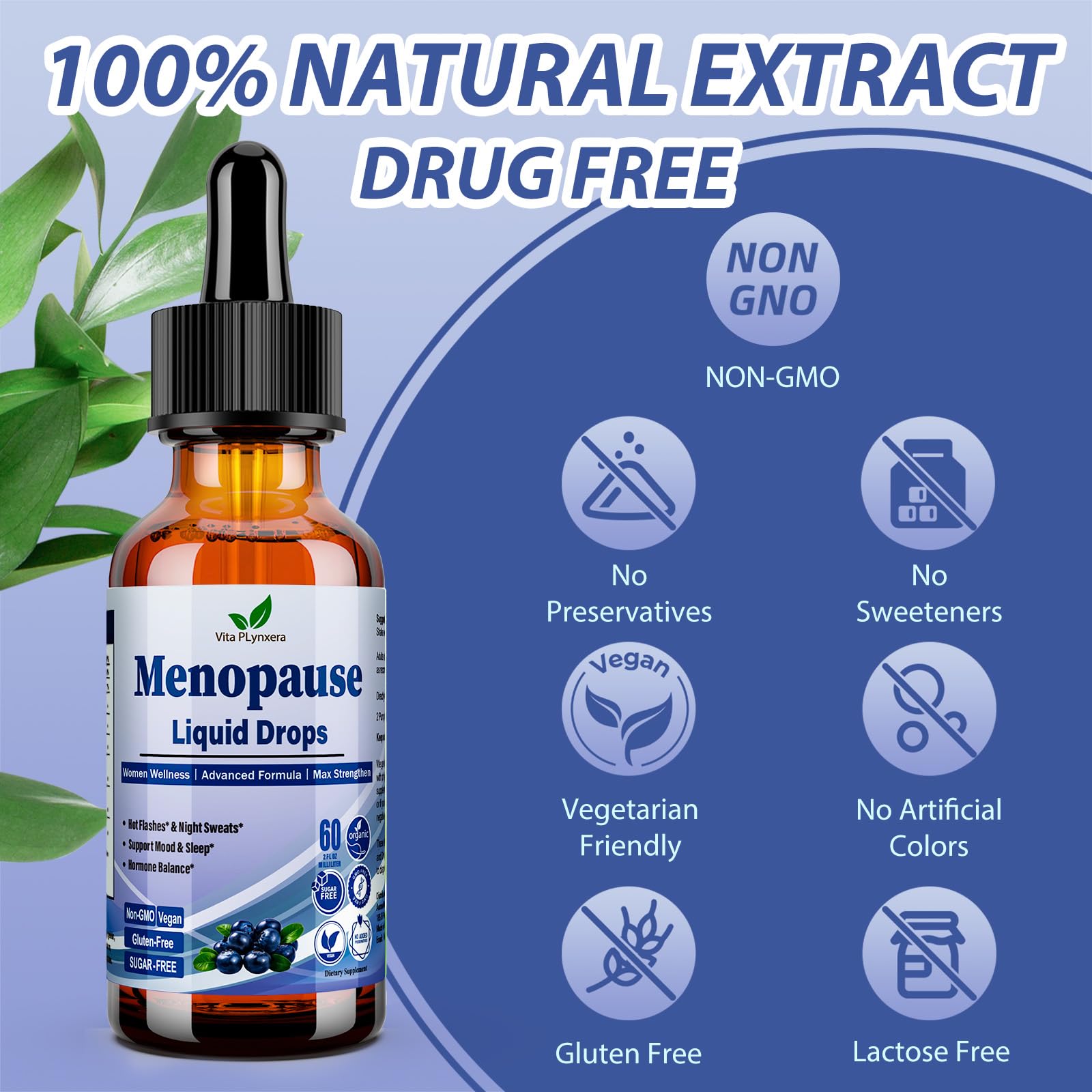 Menopause Supplements Liquid Drops, 8-in-1 Menopause Vitamin w. Black Cohosh, Ashwagandha, D3 B6 Multivitamin for Hot Flash, Night Sweats, Hormone Balance & Mood Support for Women Over 40 Vita PLynxera Au supplements