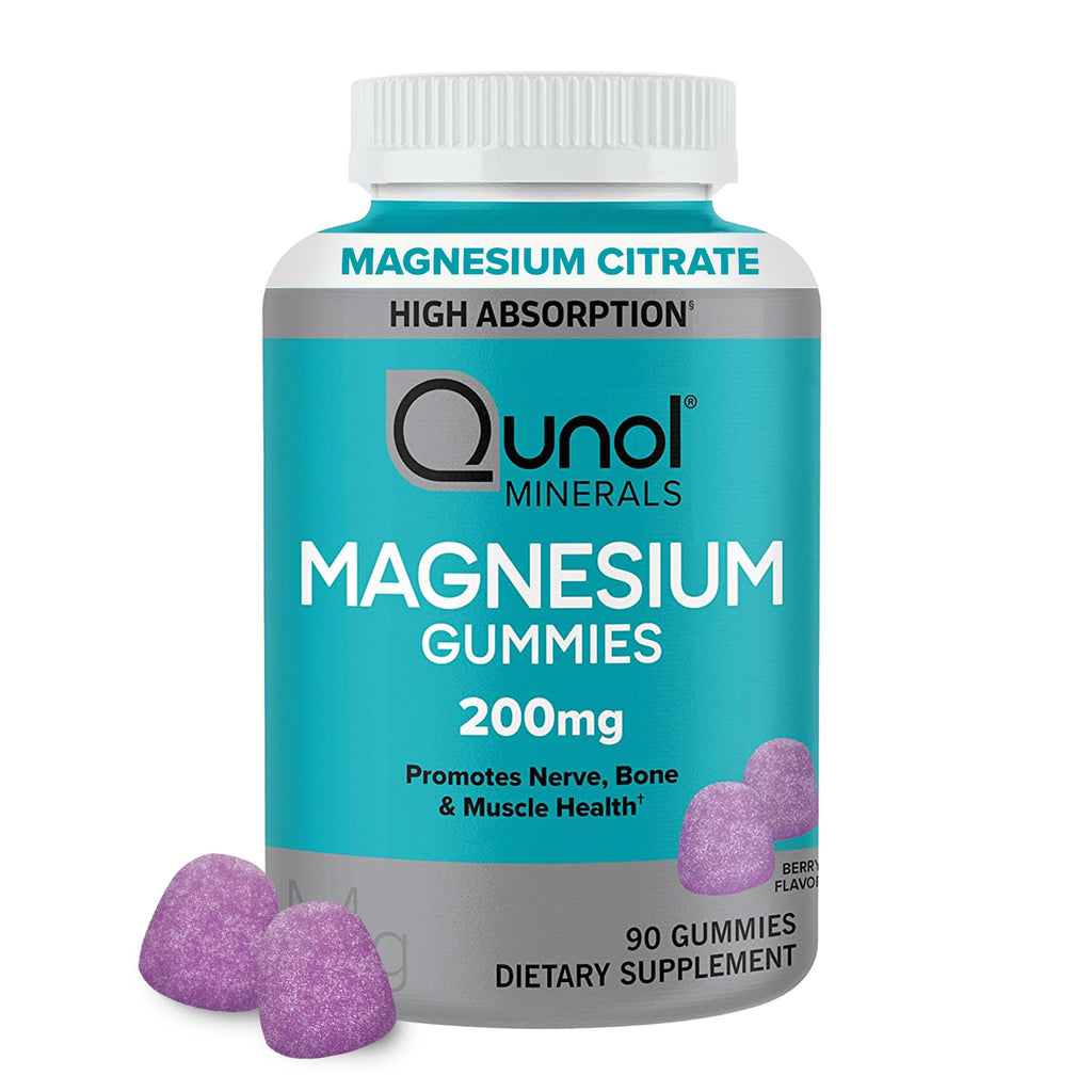 Qunol Magnesium Gummies for Adults, 200mg Elemental Magnesium (from 1,750mg Magnesium Citrate), High Absorption Magnesium Supplement, Supports Nerve, Bone and Muscle Health, Vegetarian, 90 Count Qunol Au supplements