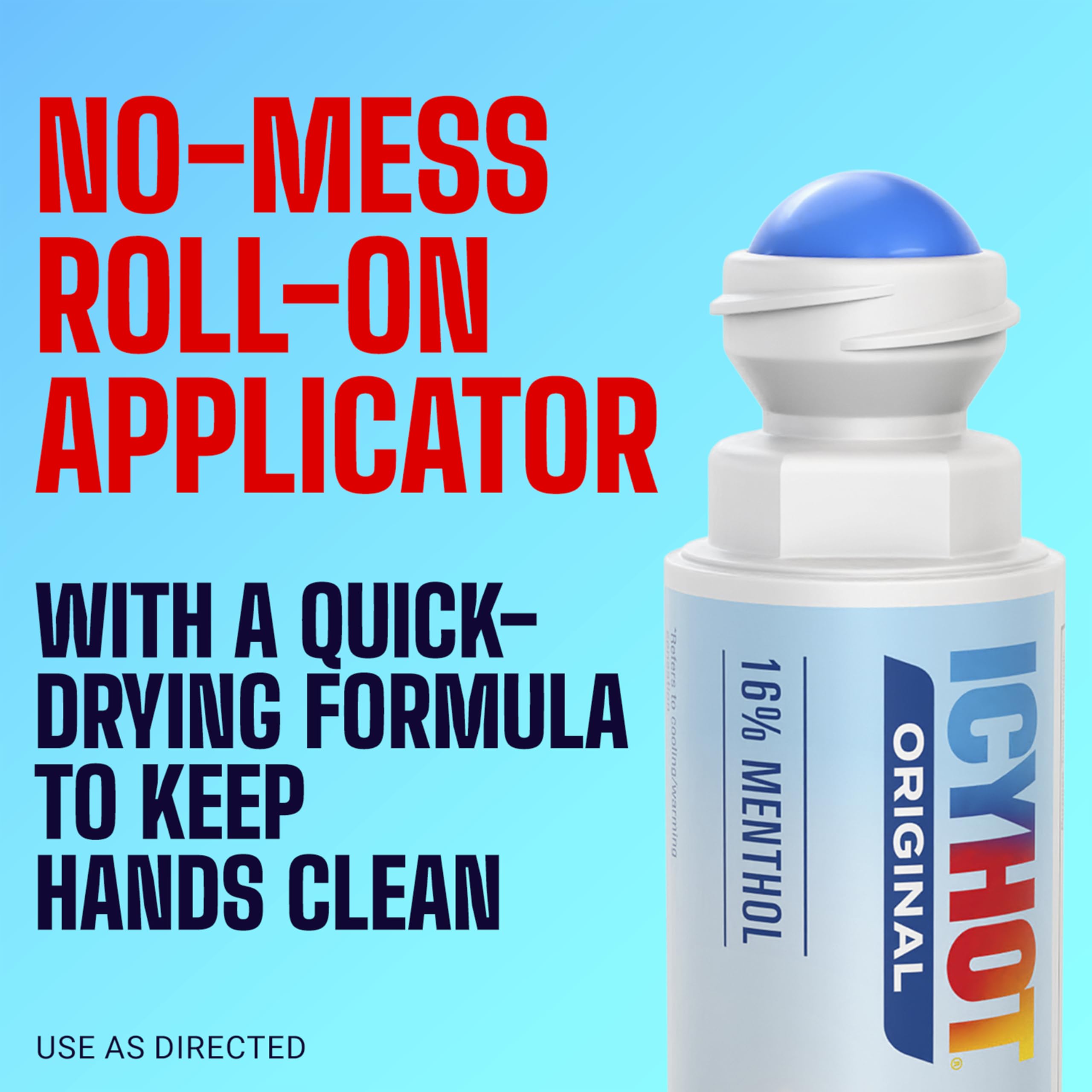 Icy Hot Original Pain Relief No-Mess Roll-On Applicator, Fast-Acting Pain Relief with Max Strength Menthol 16%, Contrast Therapy for Backaches, Joints, Muscle Strains and Arthritis, 2.5 oz Icy Hot Au supplements