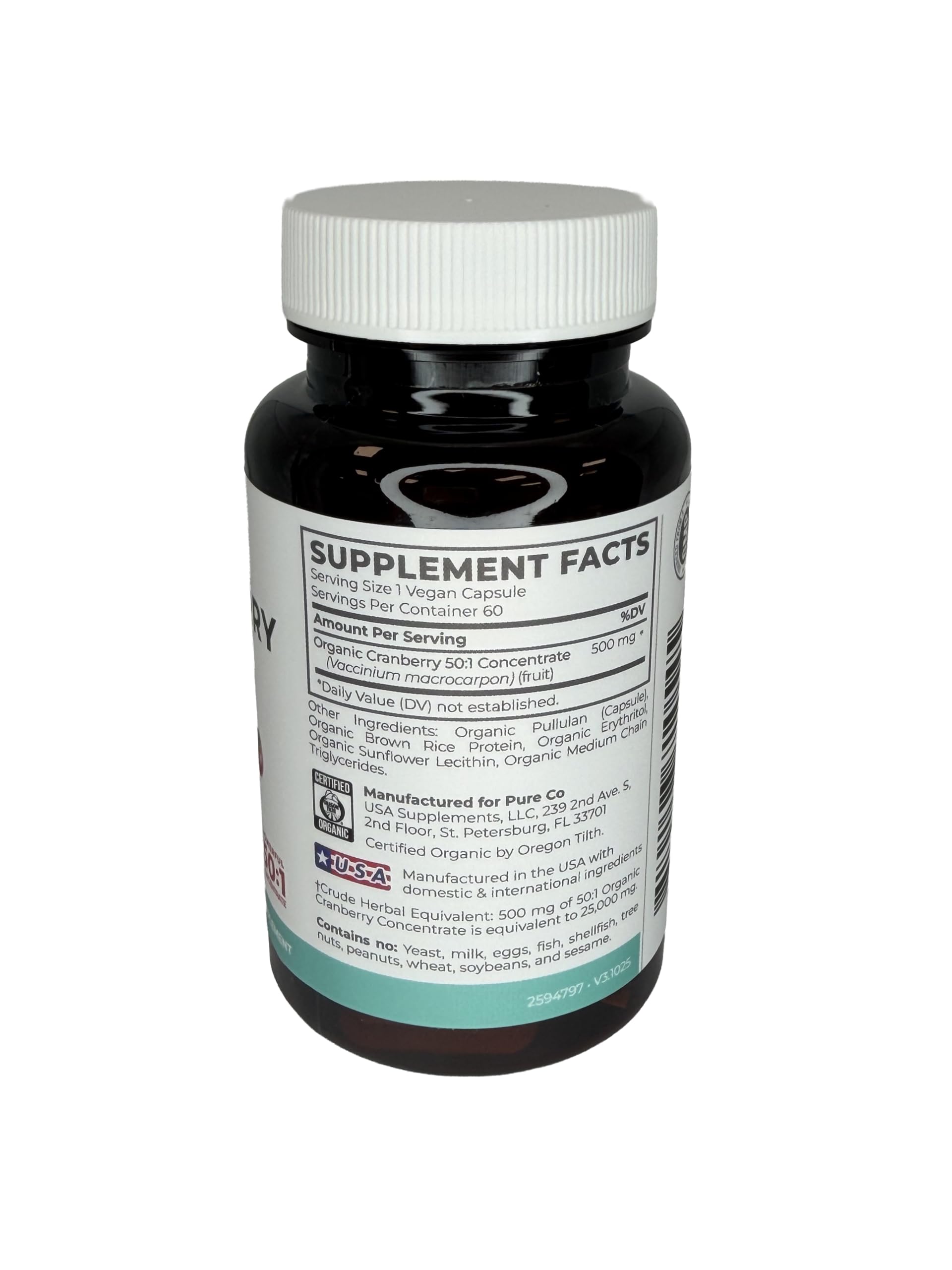 Organic Cranberry Pills - Vegan Supplement for Urinary Tract Health & Kidney Cleanse - Cranberry Pills for Women 500mg 50:1 Cranberry Concentrate Per Serving