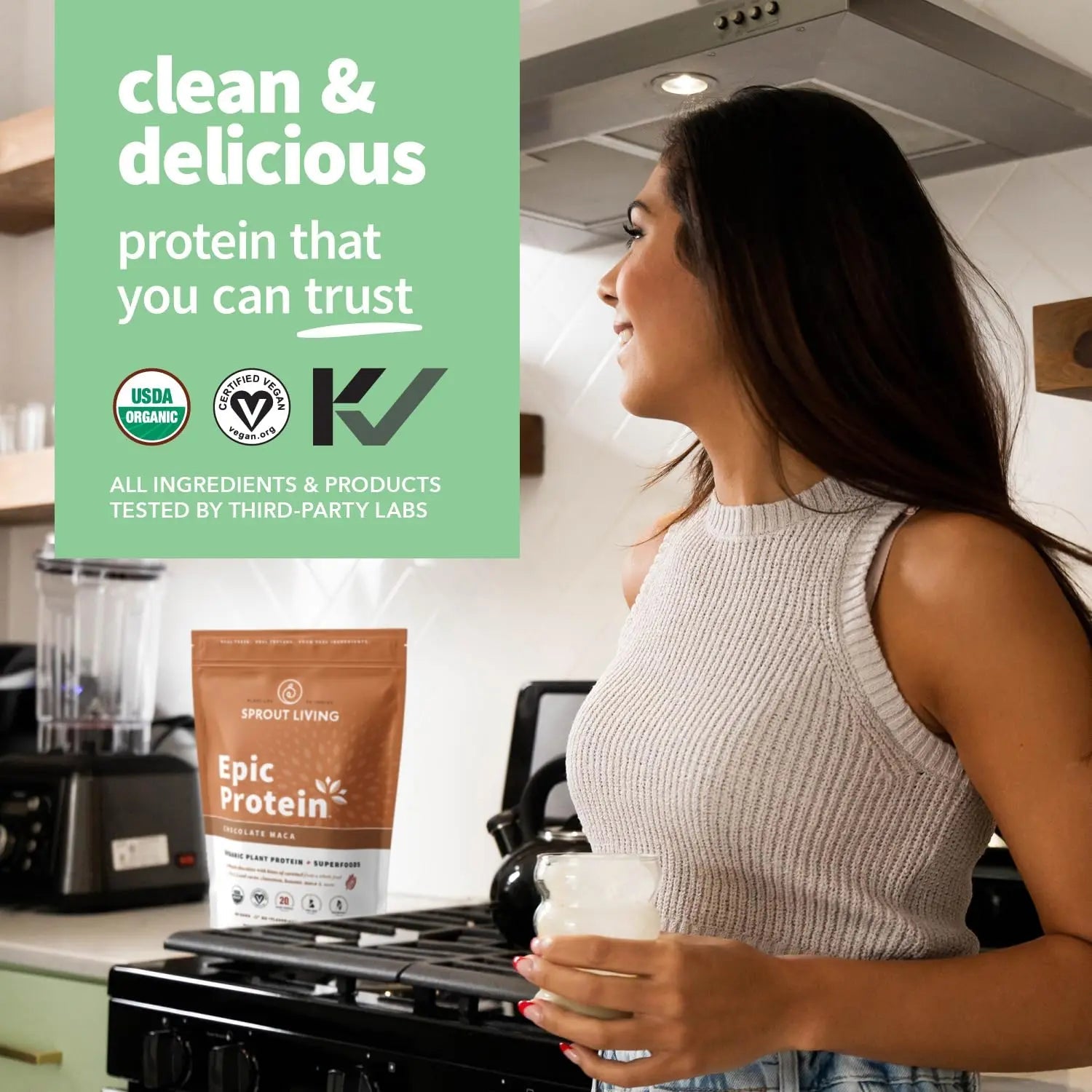 Sprout Living Epic Protein, Plant Based Protein & Superfoods Powder, Chocolate Maca Powder | 20 Grams Organic Protein Powder, Vegan, Non Dairy, Non-GMO, Gluten Free Sprout Living Au supplements