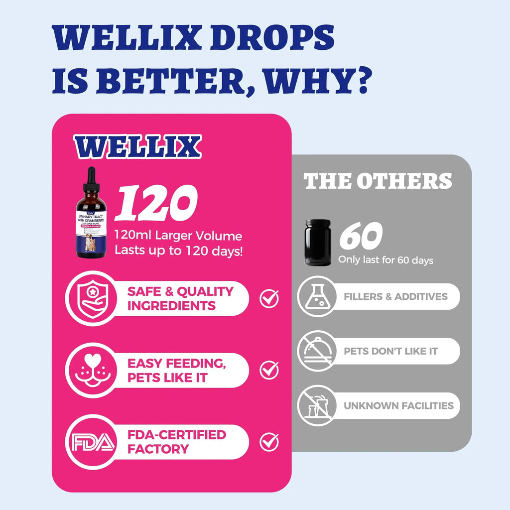 4oz Wellix Natural Cat & Dog UTI Treatment Drops,Cat & Dog Urinary Tract Infection Treatment - Cranberry & D-Mannose for Dogs & Cats - Kidney Health Supplement Wellix Au supplements