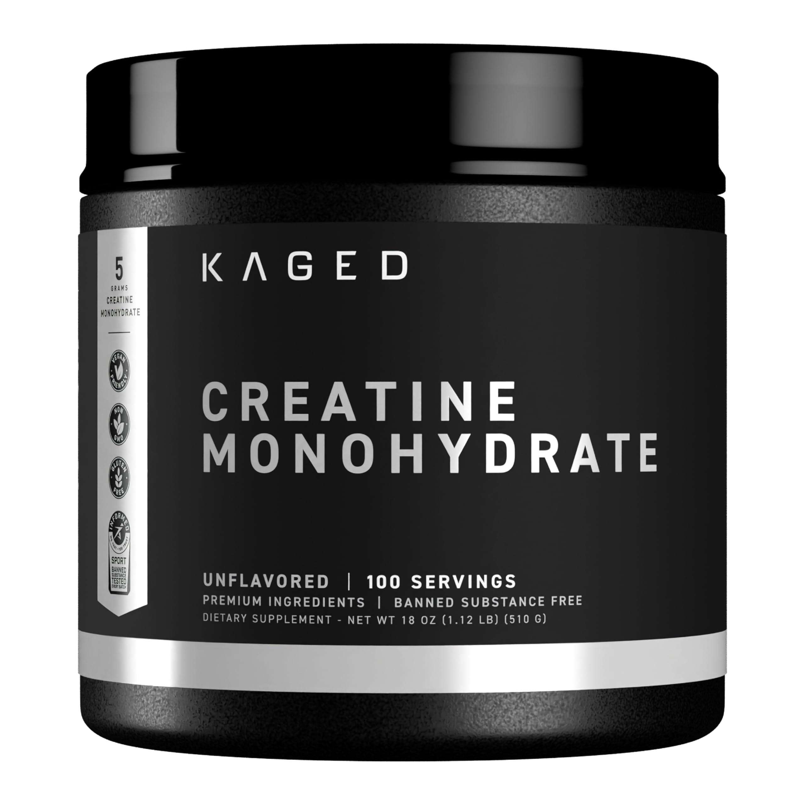 Kaged Creatine Monohydrate Micronized Powder | Unflavored | Muscle Building & Recovery | 5000 mg Per Serving | Vegan, Gluten Free, Easily Digestible