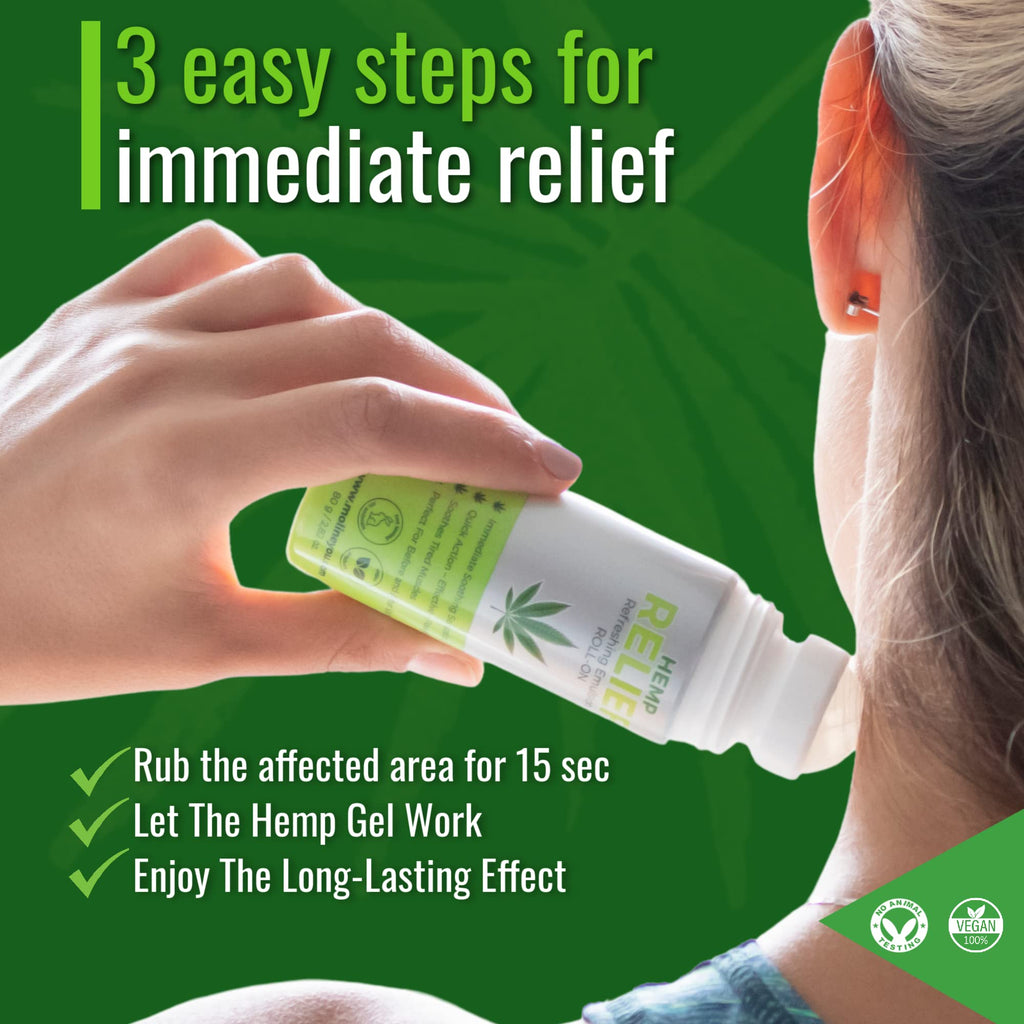 Moline You Natural Powerful Hemp Roll On, for Joint & Muscle Discomfort, Back, Neck, Knee, Shoulders HIPS. Formula with Hemp Oil Extract, Arnica, Menthol (Roll On 3 oz) Moline You Au supplements