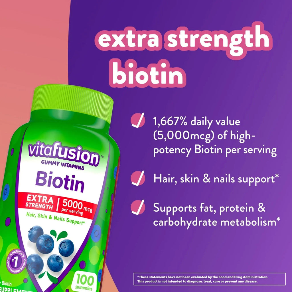 vitafusion Extra Strength Biotin Gummy Vitamins, Berry Flavored, 5,000 mcg Biotin Vitamins Vitafusion Au supplements