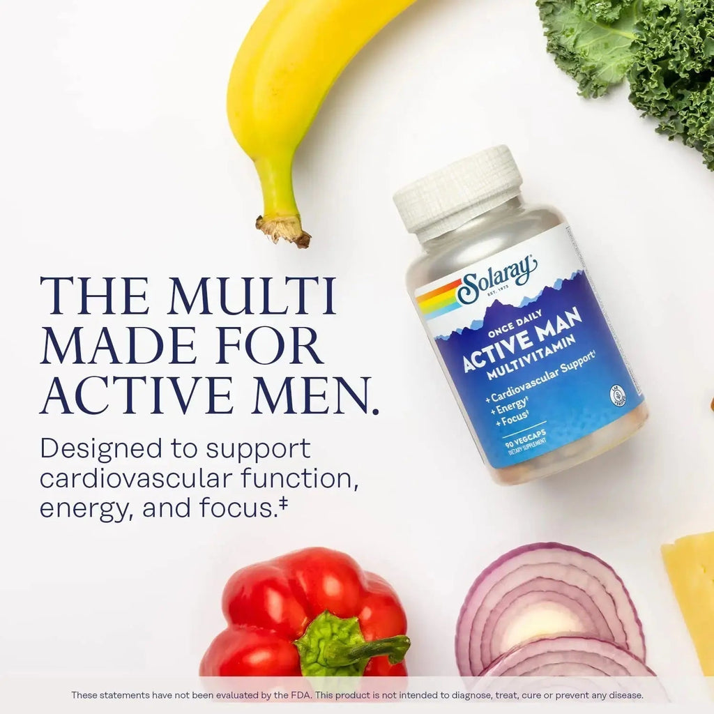SOLARAY Once Daily Active Man Multivitamin - Cellular Energy and Immune Support Supplement w/Vitamin D, Vitamin C, B12, B6, Zinc, Lutein SOLARAY Au supplements