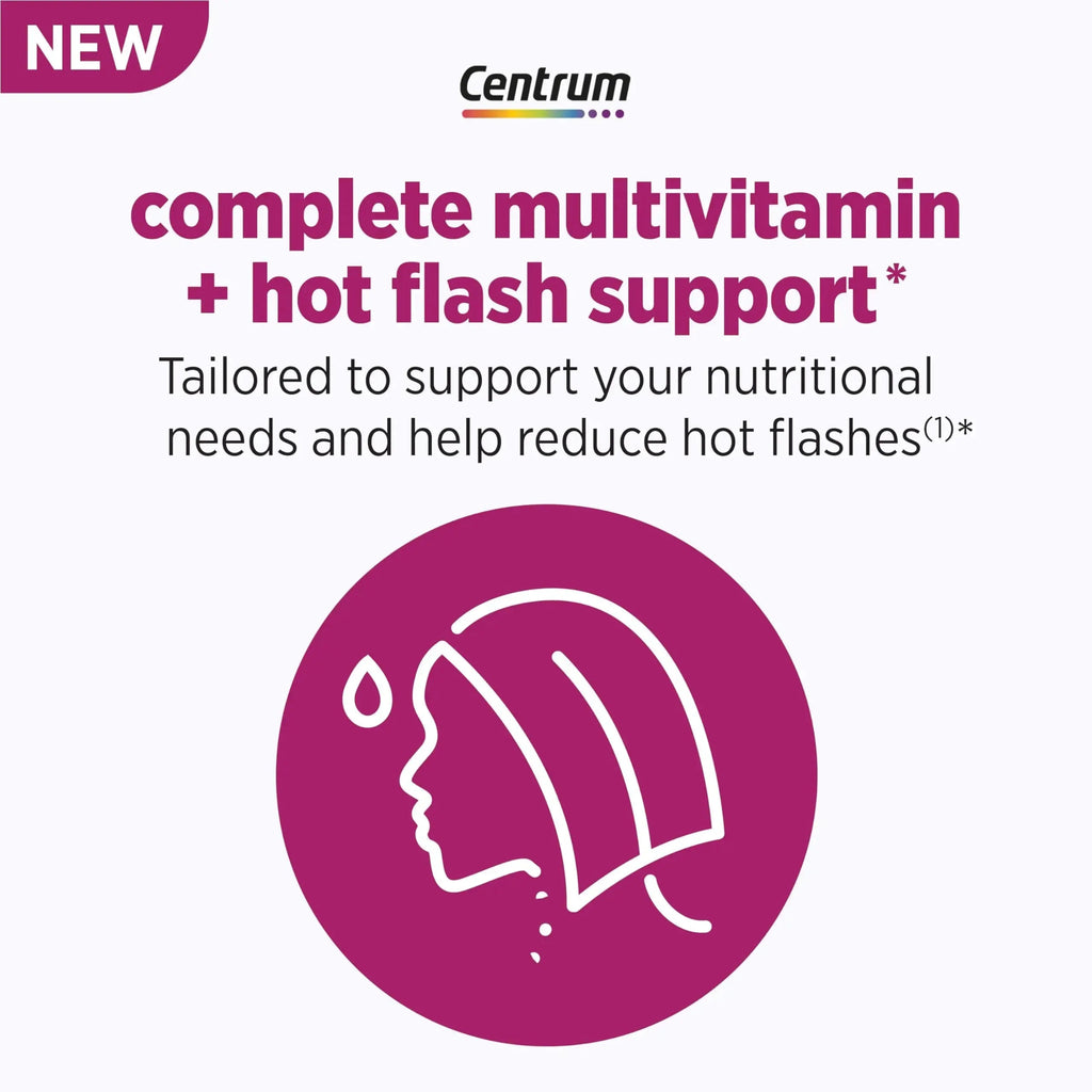 Centrum Complete Multivitamin Supplement + Hot Flash Support Menopause Support Tablets, with Clinically Studied geniVida, 30 Count Centrum Au supplements