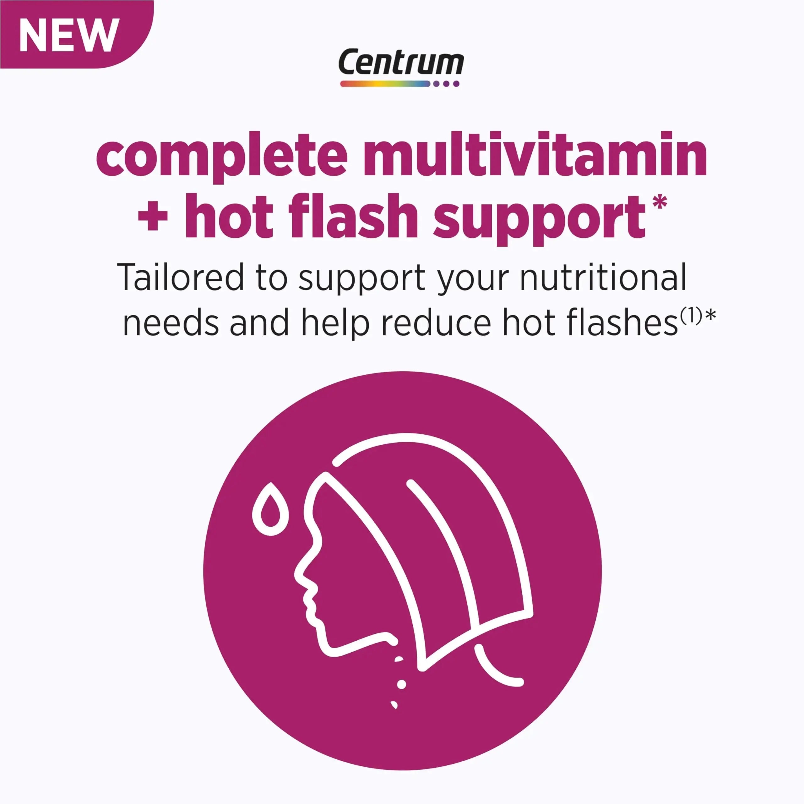 Centrum Complete Multivitamin Supplement + Hot Flash Support Menopause Support Tablets, with Clinically Studied geniVida, 30 Count Centrum Au supplements