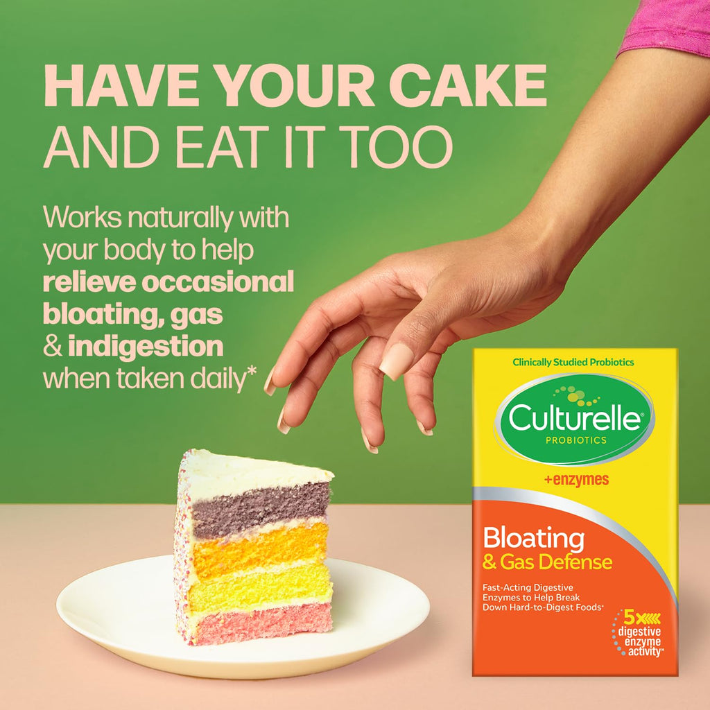 Culturelle Bloating & Gas Defense, Digestive Enzymes & Probiotics for Digestive Health, 30 Capsules, Supports Occasional Indigestion & Discomfort Culturelle Au supplements
