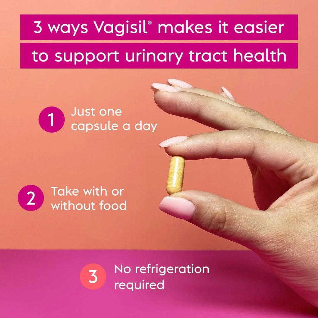 Vagisil Urinary Tract Health Supplements, Clinically-Proven Probiotics, Protects Urinary Tract Health, Clean Ingredients, Helps Cleanse and Flush UTI-Causing Bacteria, 1 Capsule Daily, 30 Capsules Vagisil Au supplements